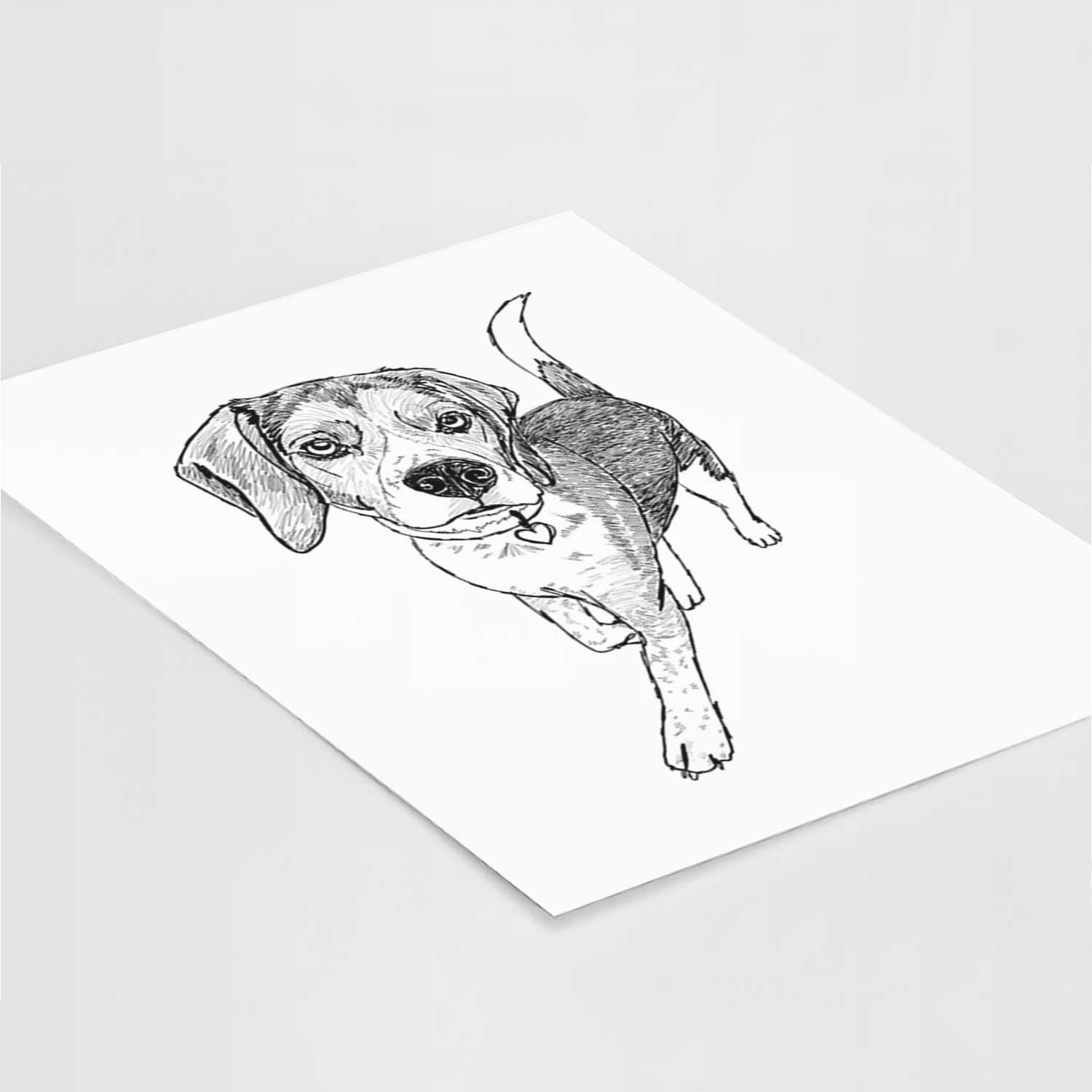 Doodled TuckFinn the Beagle Art Print