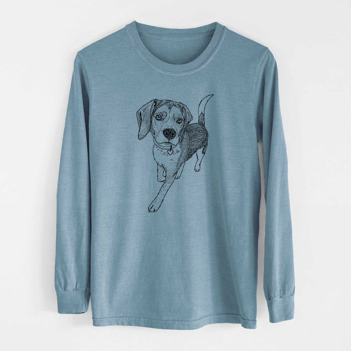 Doodled Tuck Finn the Beagle - Heavyweight 100% Cotton Long Sleeve