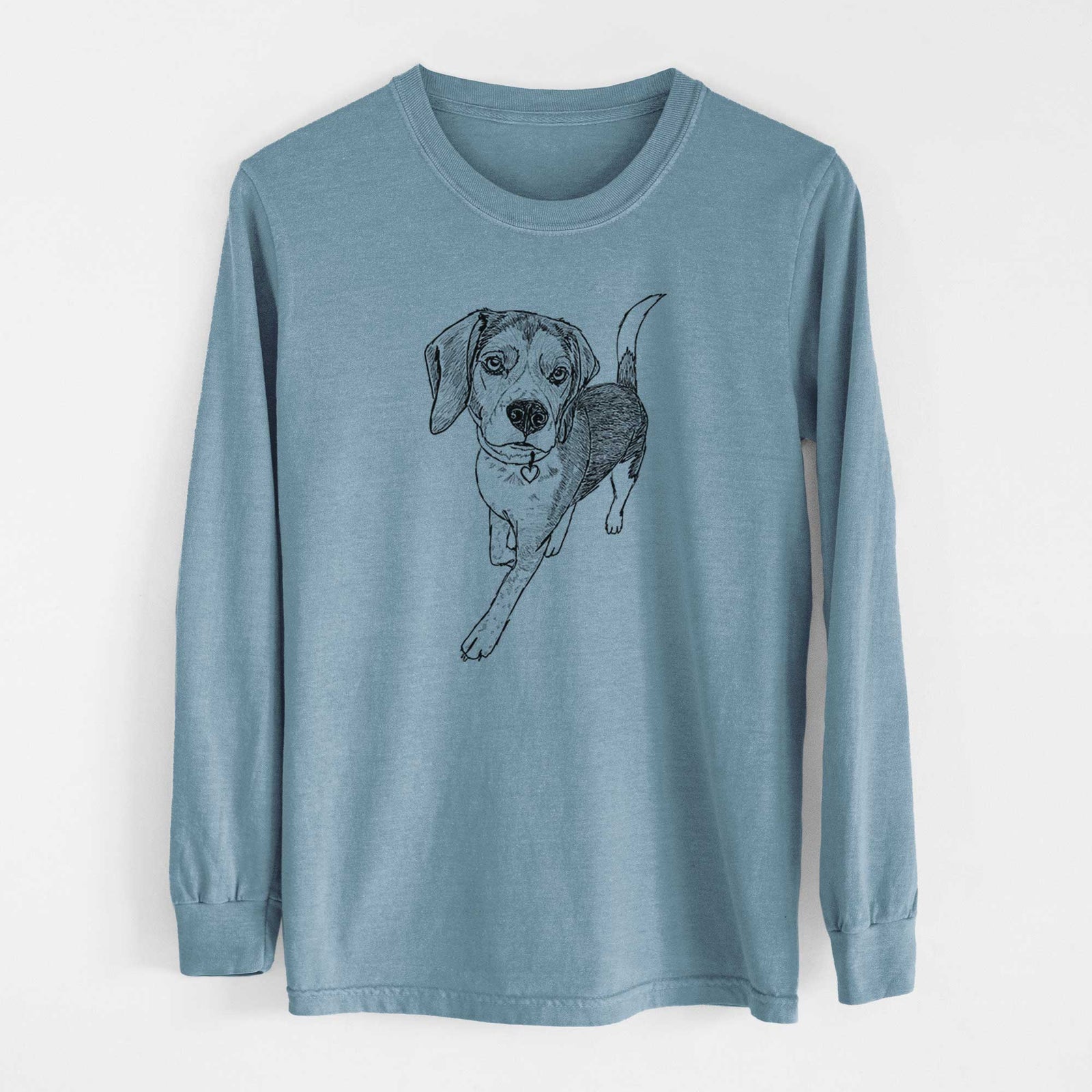 Doodled Tuck Finn the Beagle - Heavyweight 100% Cotton Long Sleeve
