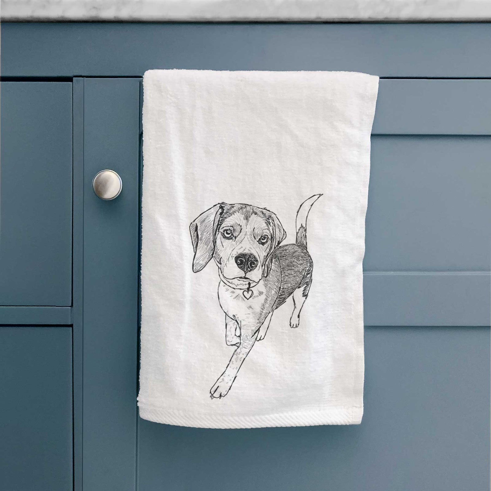 Doodled Tuck Finn the Beagle Decorative Hand Towel