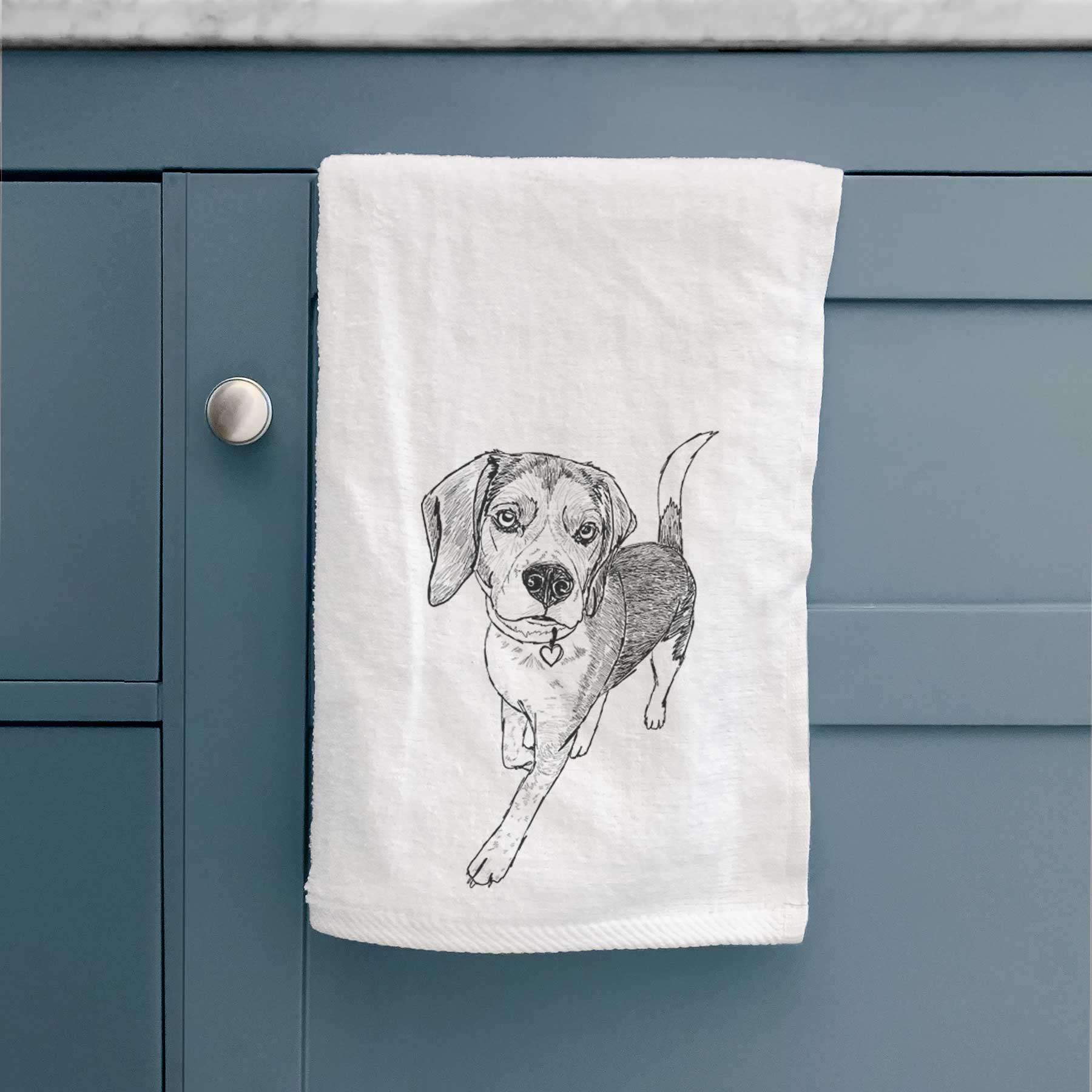 Doodled Tuck Finn the Beagle Decorative Hand Towel