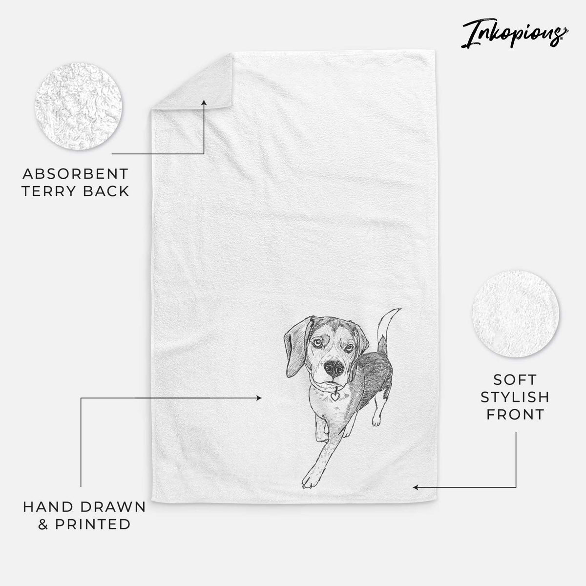 Doodled Tuck Finn the Beagle Decorative Hand Towel