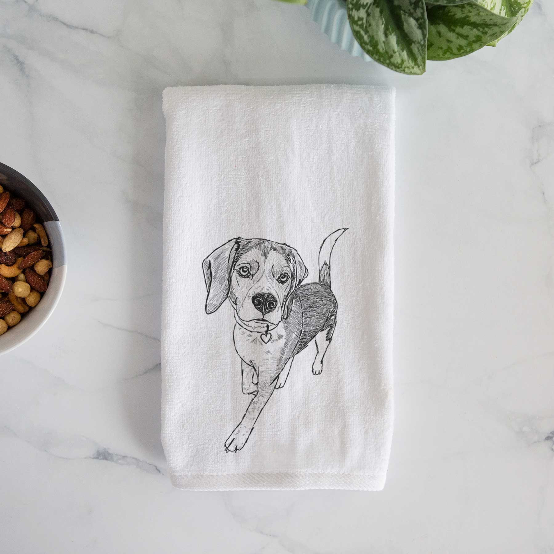 Doodled Tuck Finn the Beagle Decorative Hand Towel