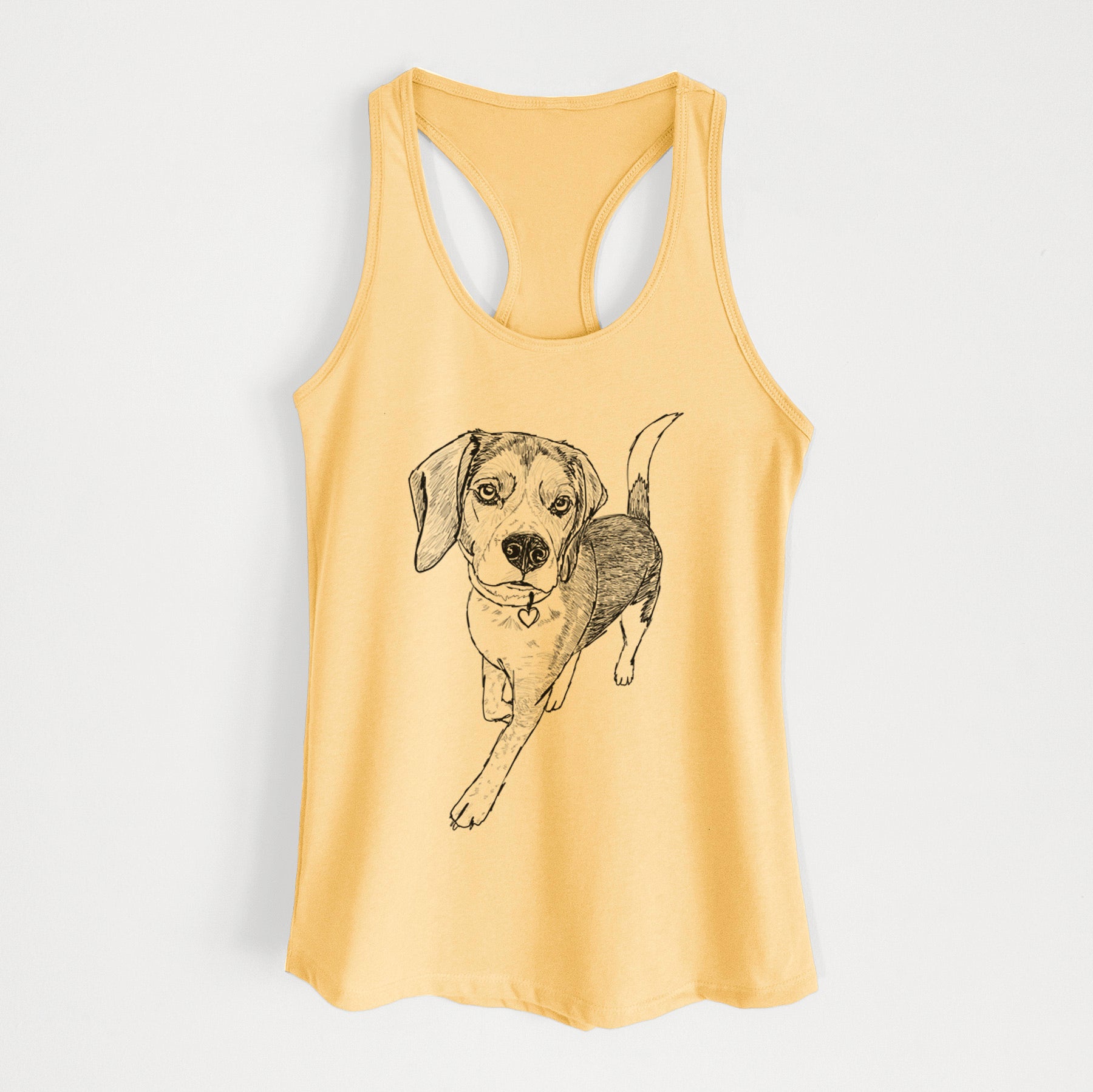 Doodled Tuck Finn the Beagle - Women's Racerback Tanktop