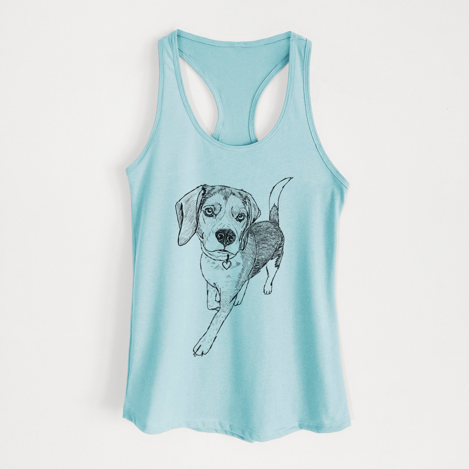 Doodled Tuck Finn the Beagle - Women's Racerback Tanktop