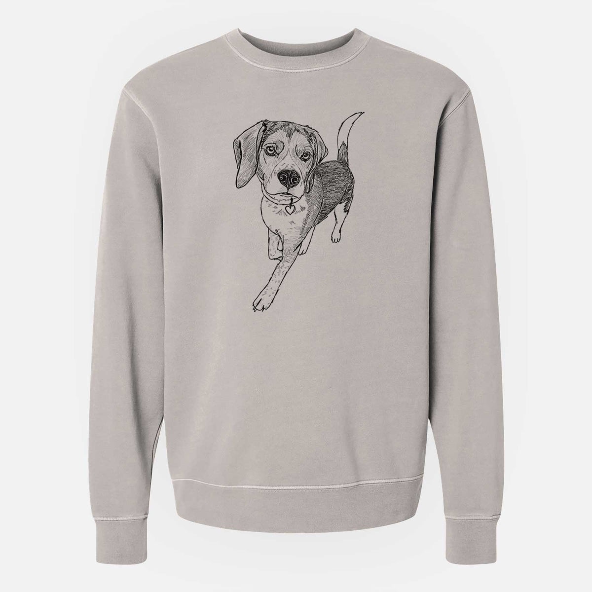 Doodled Tuck Finn the Beagle - Unisex Pigment Dyed Crew Sweatshirt