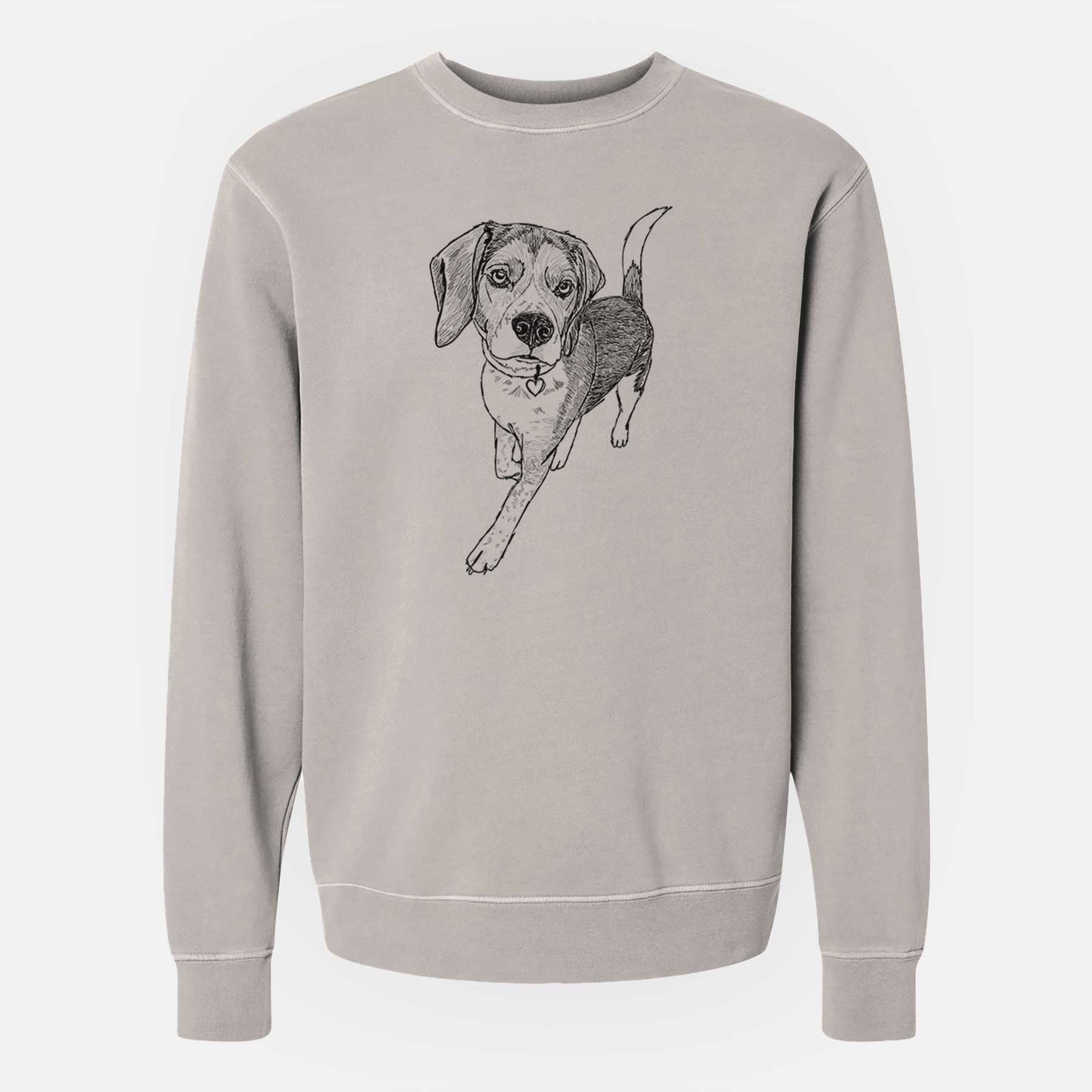 Doodled Tuck Finn the Beagle - Unisex Pigment Dyed Crew Sweatshirt