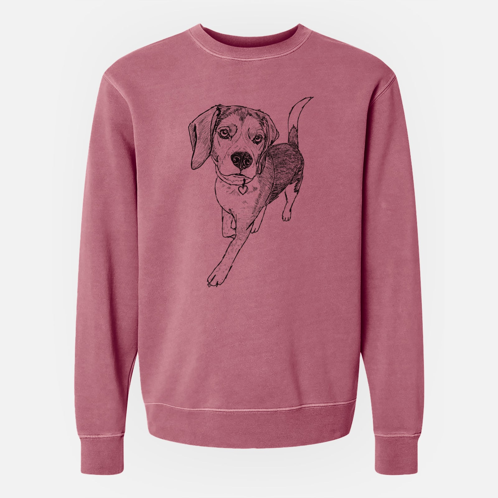 Doodled Tuck Finn the Beagle - Unisex Pigment Dyed Crew Sweatshirt