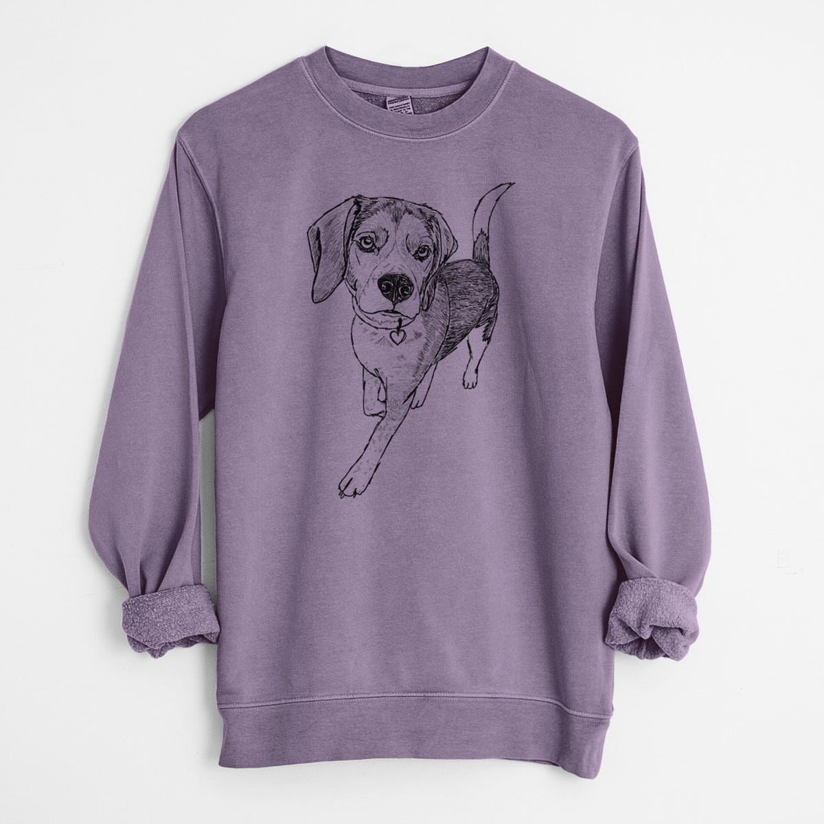 Doodled Tuck Finn the Beagle - Unisex Pigment Dyed Crew Sweatshirt