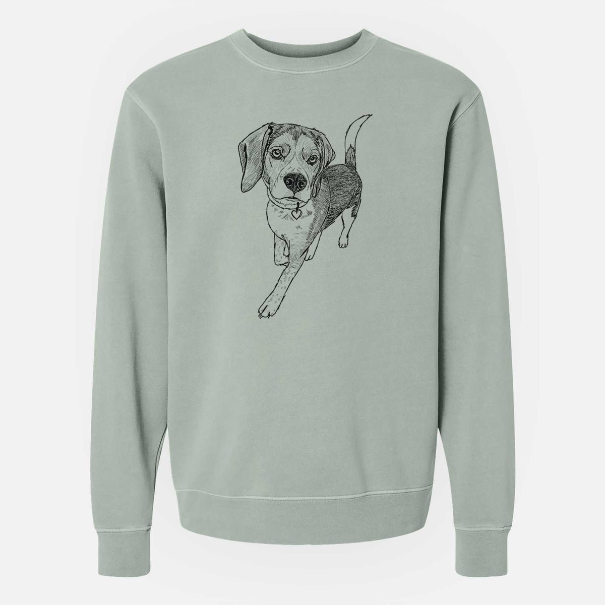 Doodled Tuck Finn the Beagle - Unisex Pigment Dyed Crew Sweatshirt