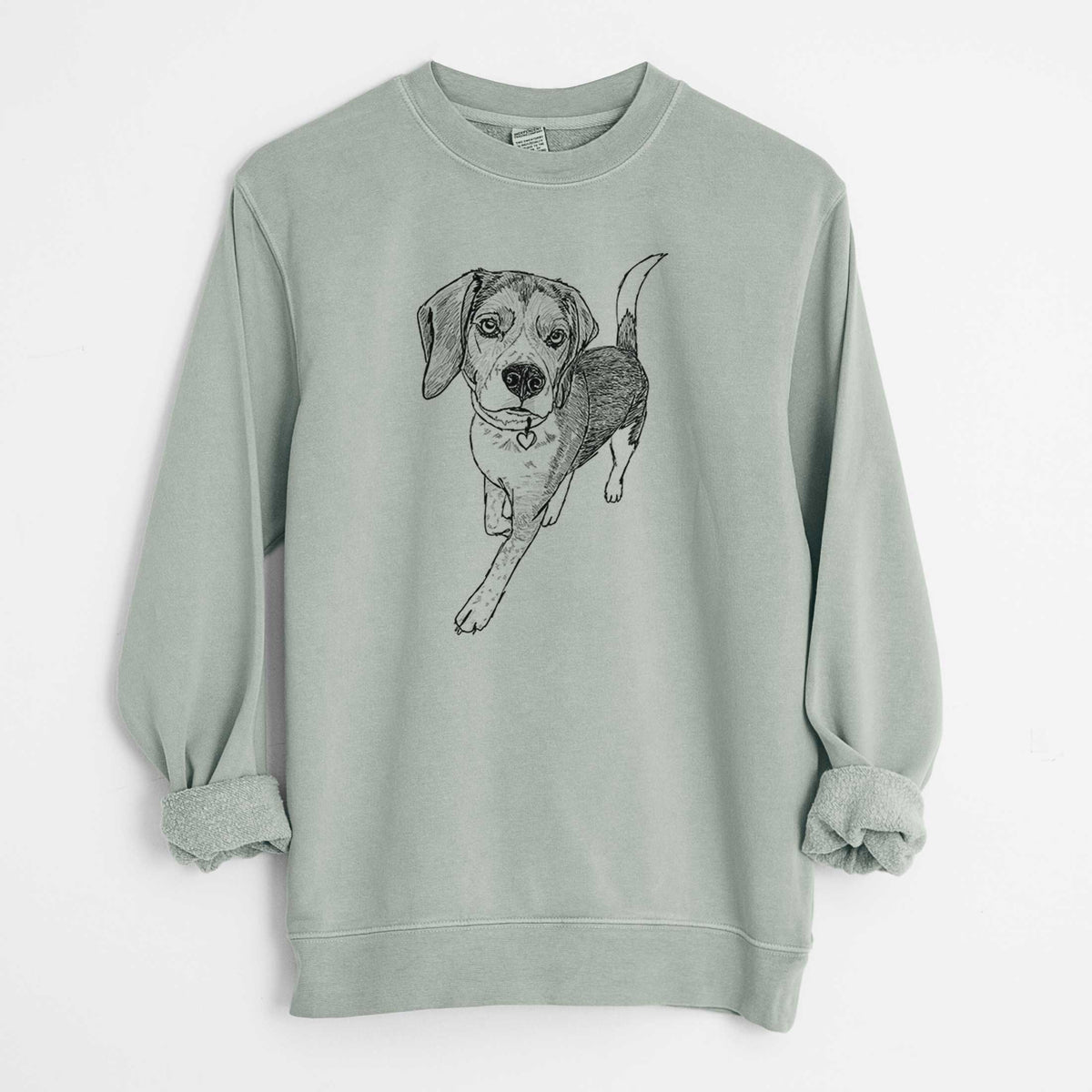 Doodled Tuck Finn the Beagle - Unisex Pigment Dyed Crew Sweatshirt