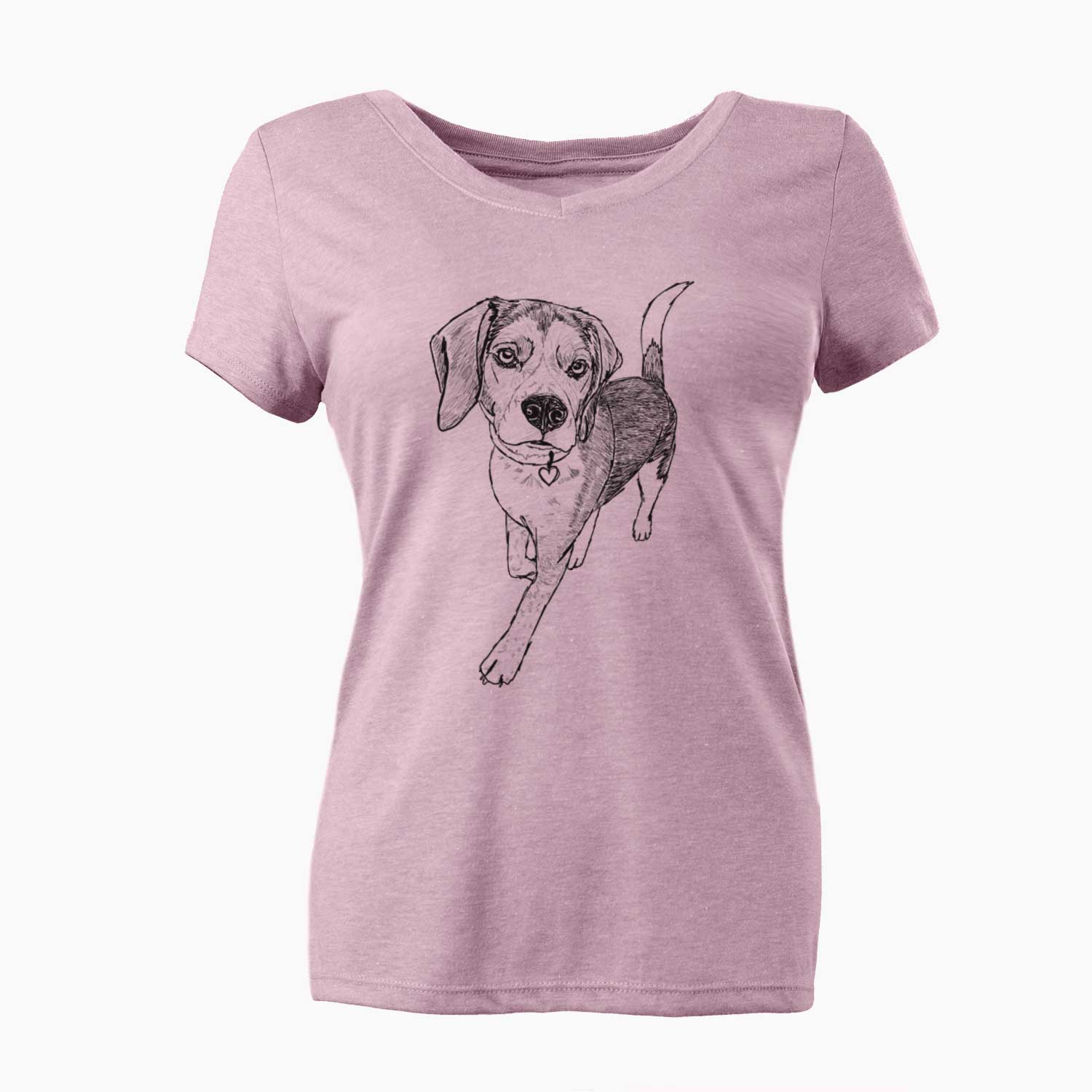 Doodled Tuck Finn the Beagle - Women's V-neck Shirt