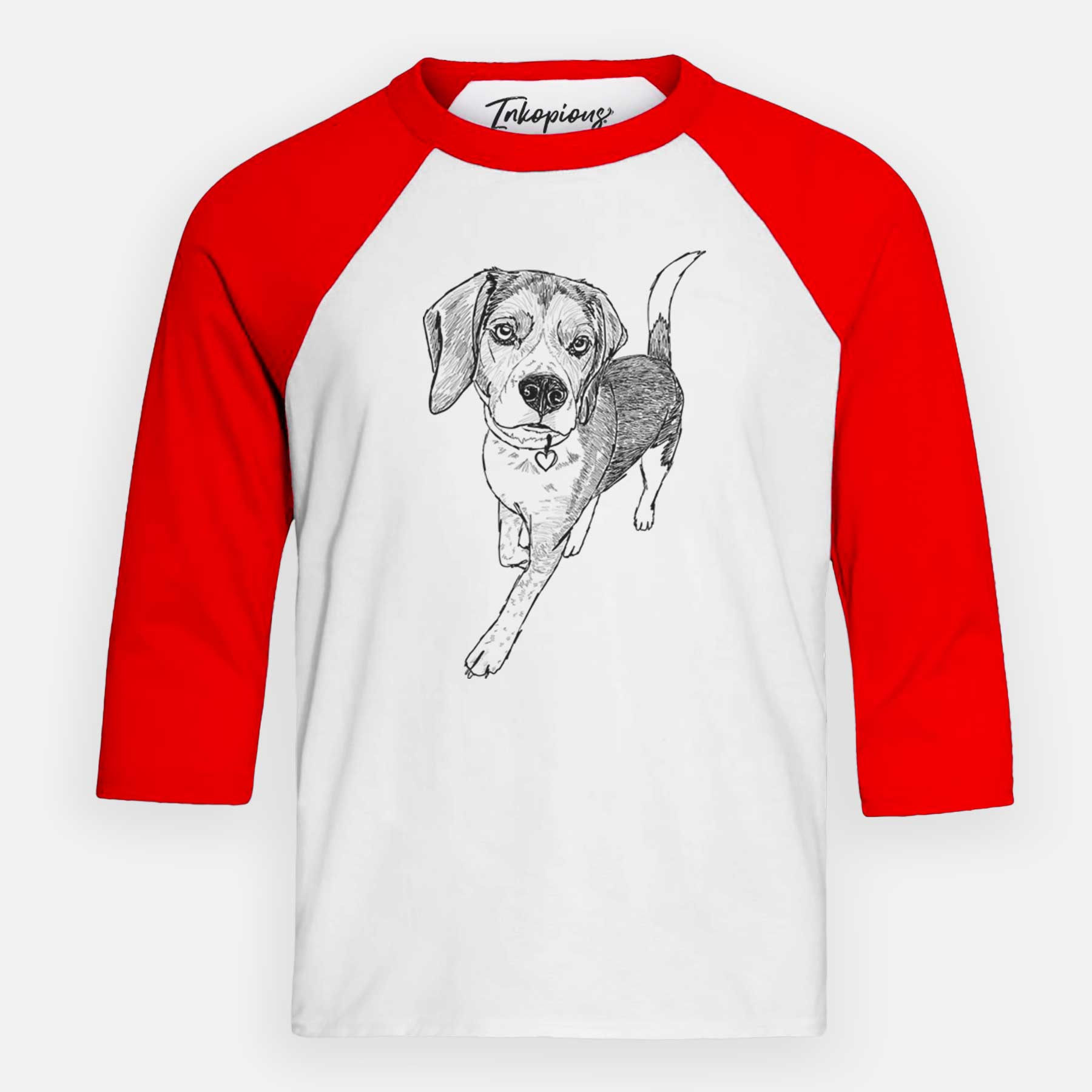 Doodled Tuck Finn the Beagle - Youth 3/4 Long Sleeve