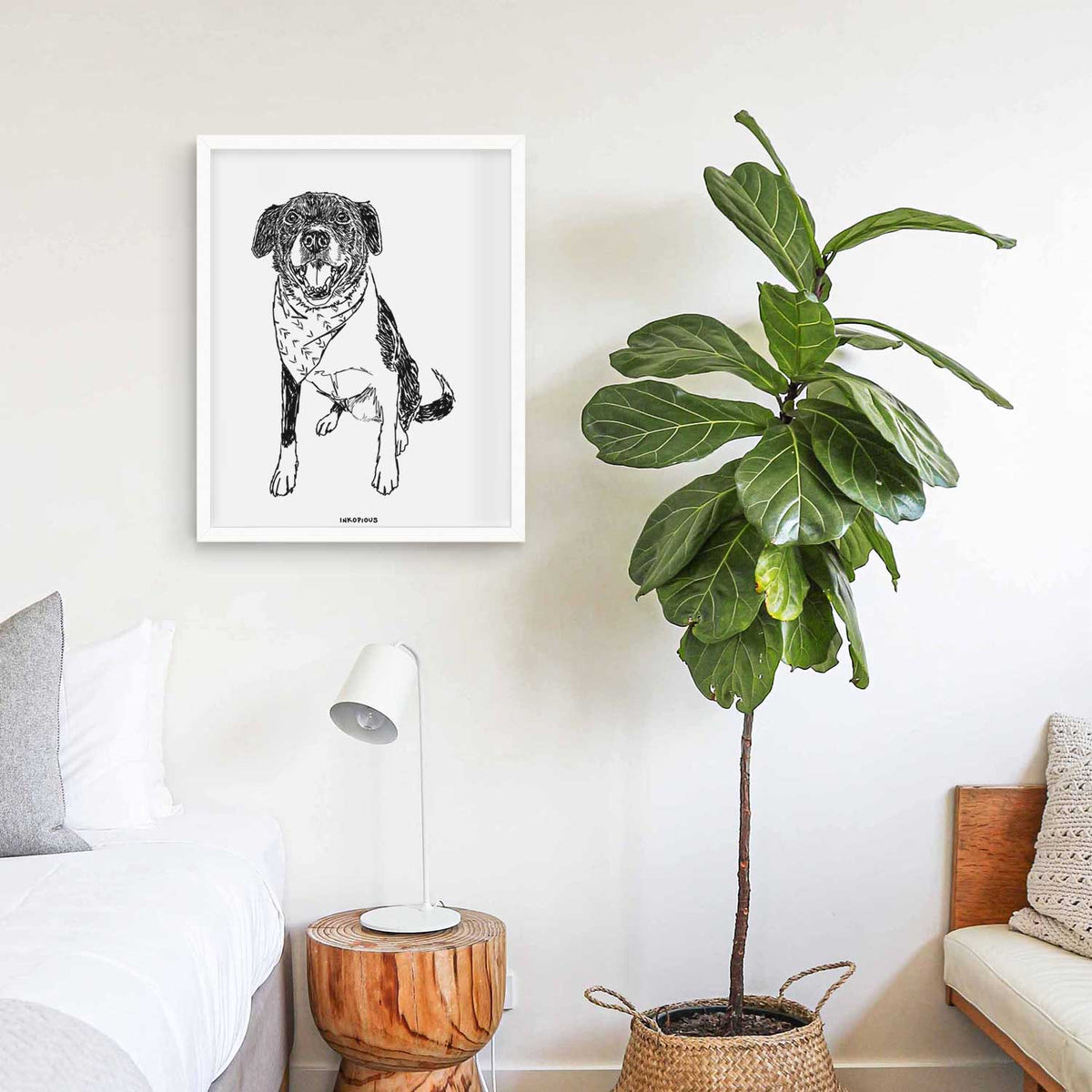 Doodled Tucker the Border Collie Pitbull Mix Art Print