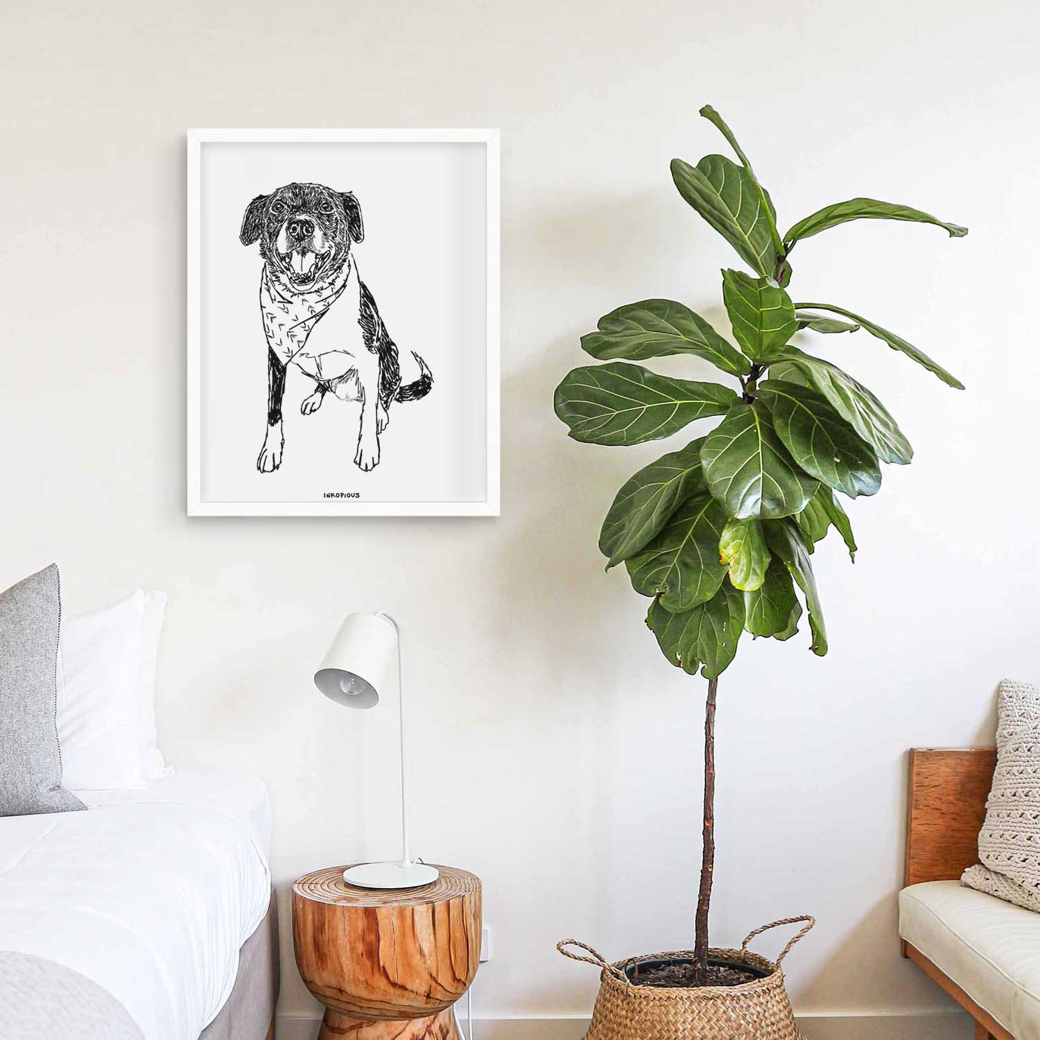 Doodled Tucker the Border Collie Pitbull Mix Art Print