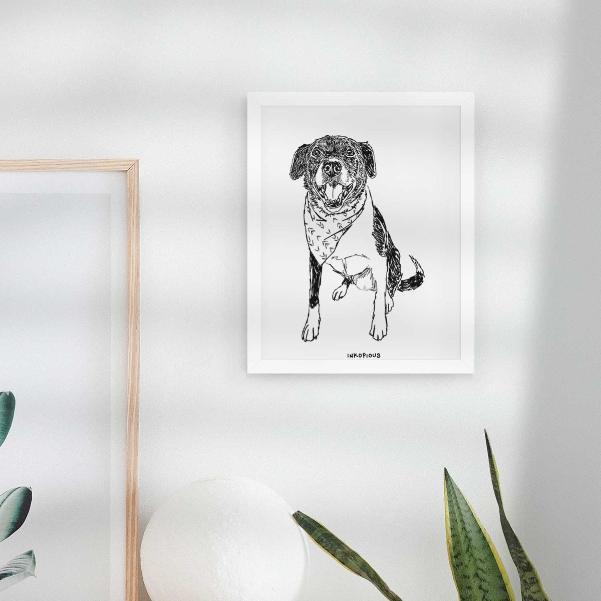 Doodled Tucker the Border Collie Pitbull Mix Art Print
