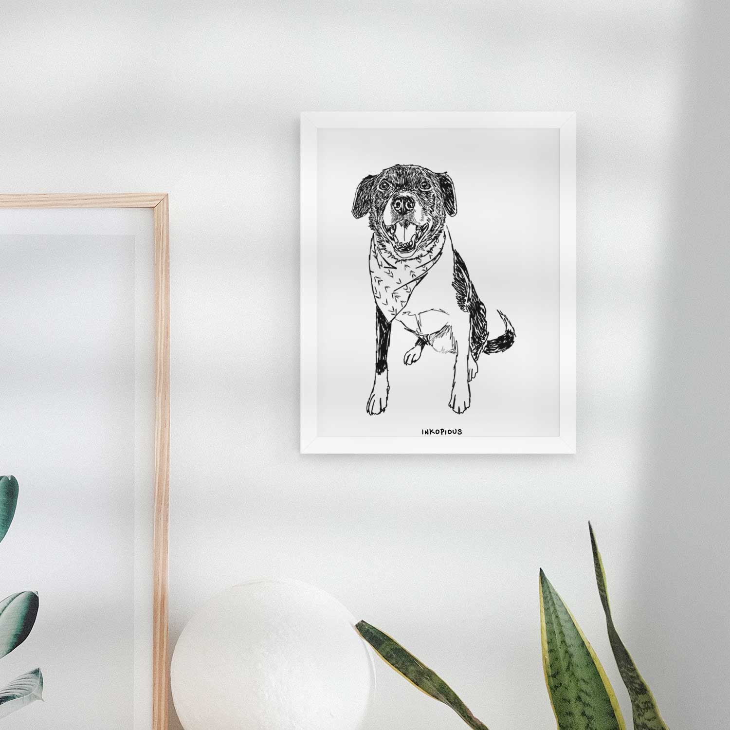 Doodled Tucker the Border Collie Pitbull Mix Art Print