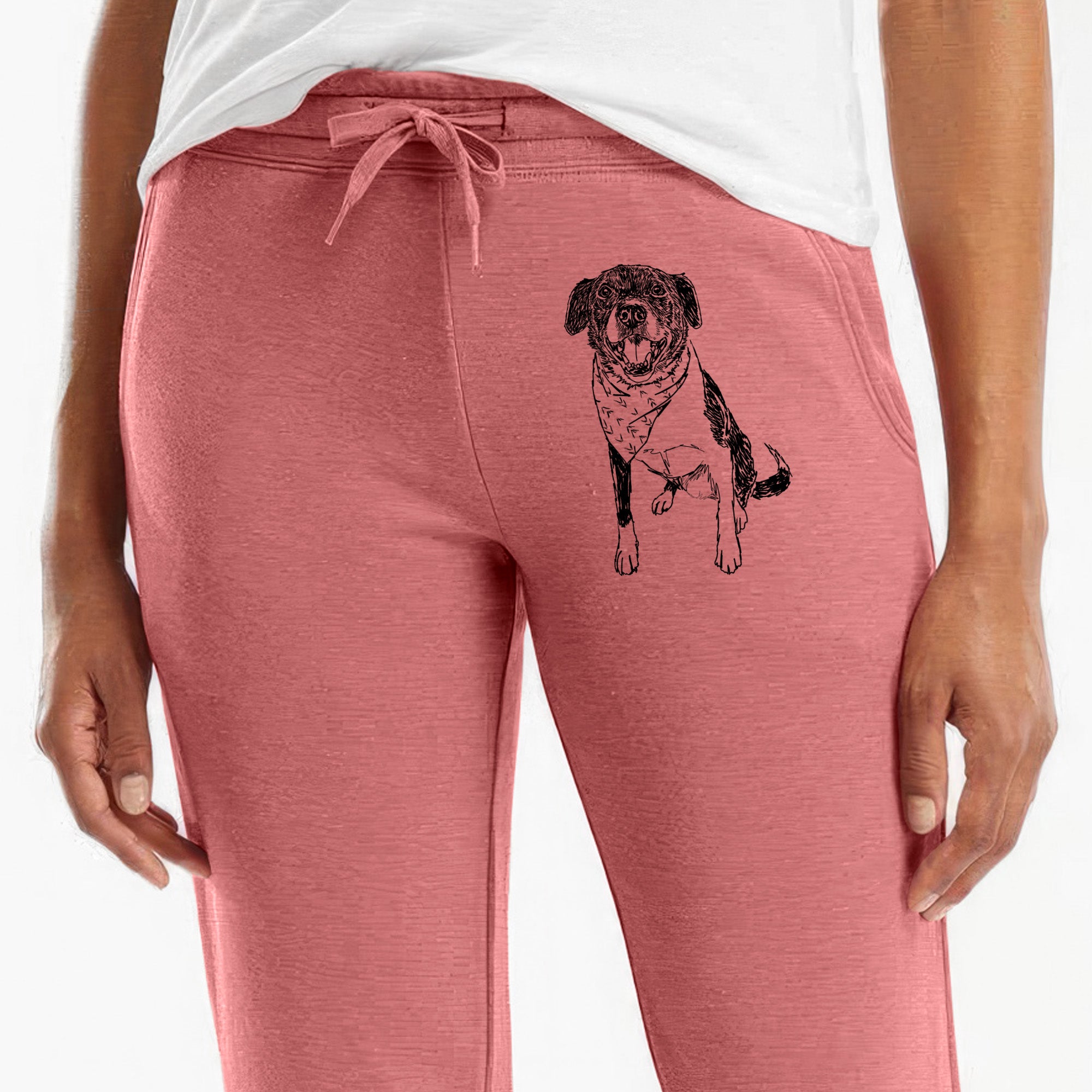 Doodled Tucker the Border Collie Pitbull Mix - Women's Cali Wave Joggers