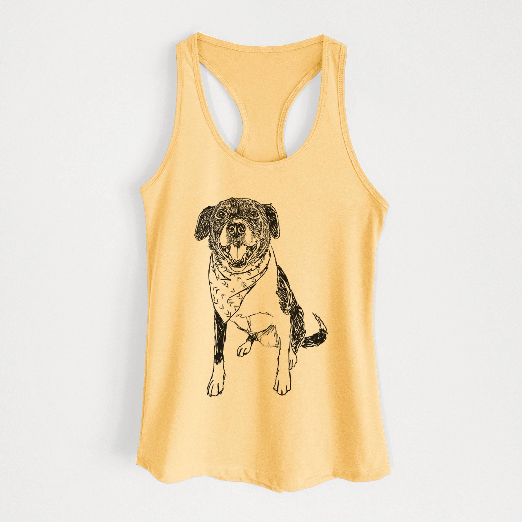 Doodled Tucker the Border Collie Pitbull Mix - Women's Racerback Tanktop