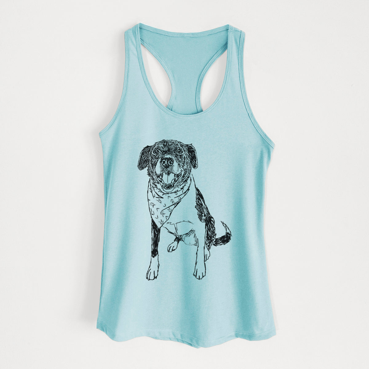 Doodled Tucker the Border Collie Pitbull Mix - Women&#39;s Racerback Tanktop