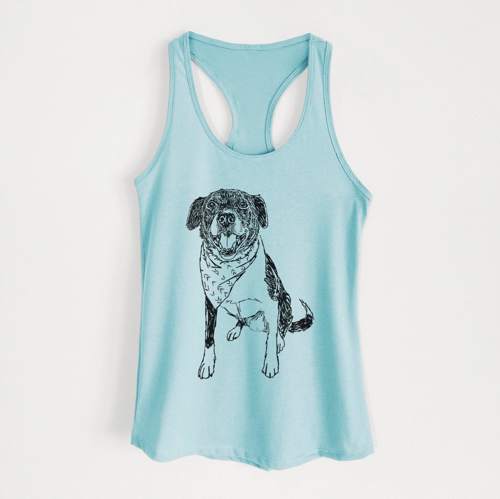 Doodled Tucker the Border Collie Pitbull Mix - Women's Racerback Tanktop