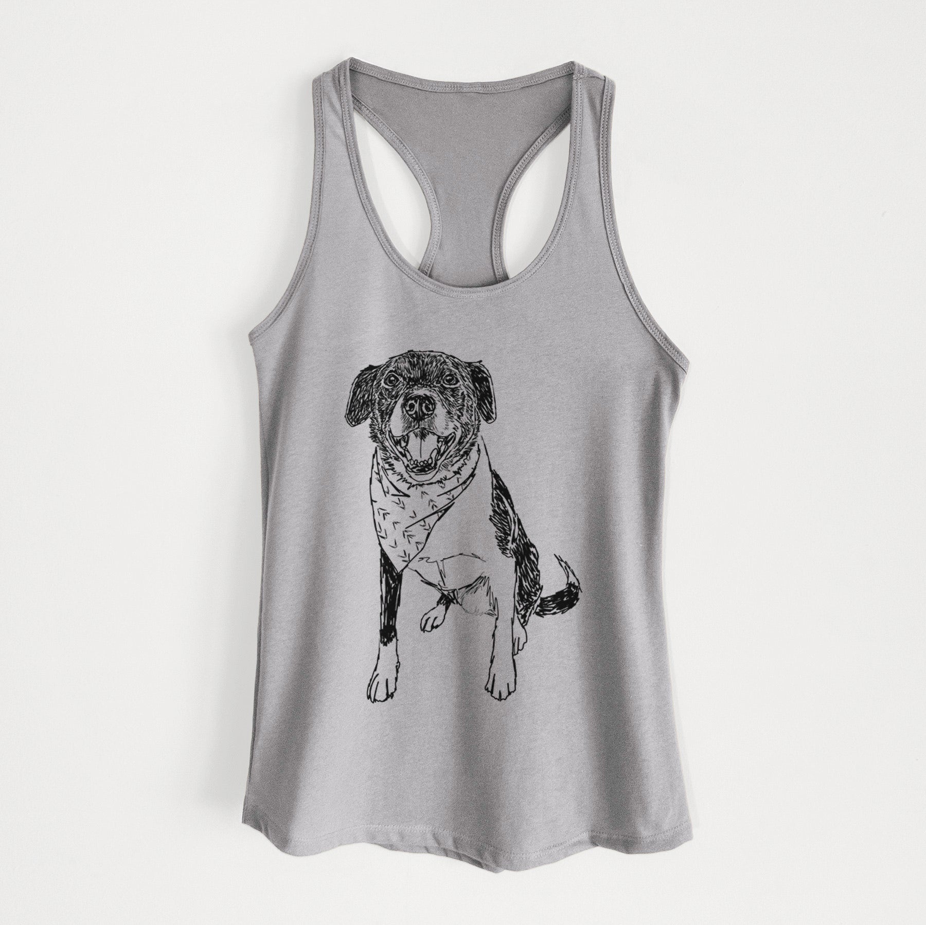 Doodled Tucker the Border Collie Pitbull Mix - Women's Racerback Tanktop