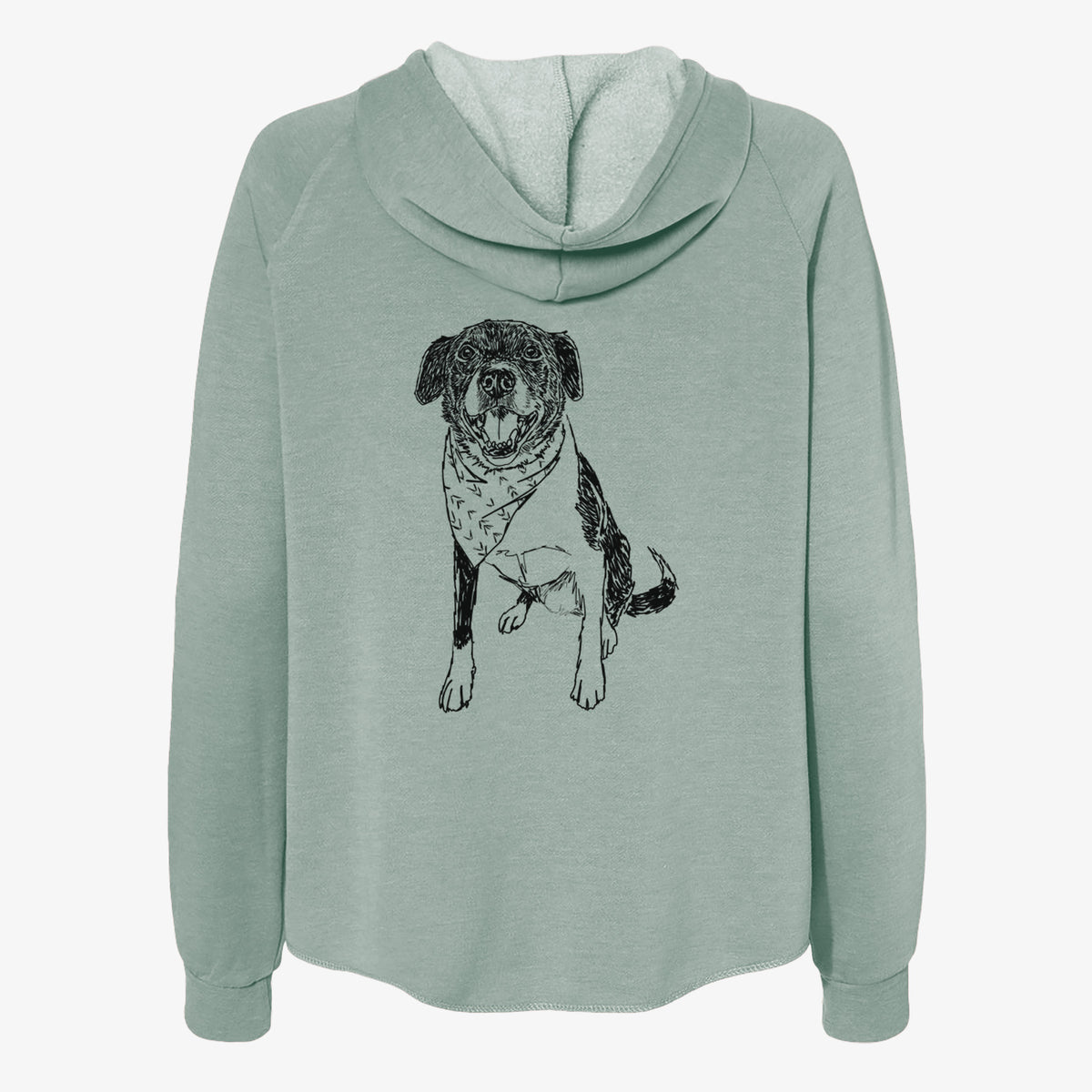 Doodled Tucker the Border Collie Pitbull Mix - Women's Cali Wave Zip-Up Sweatshirt