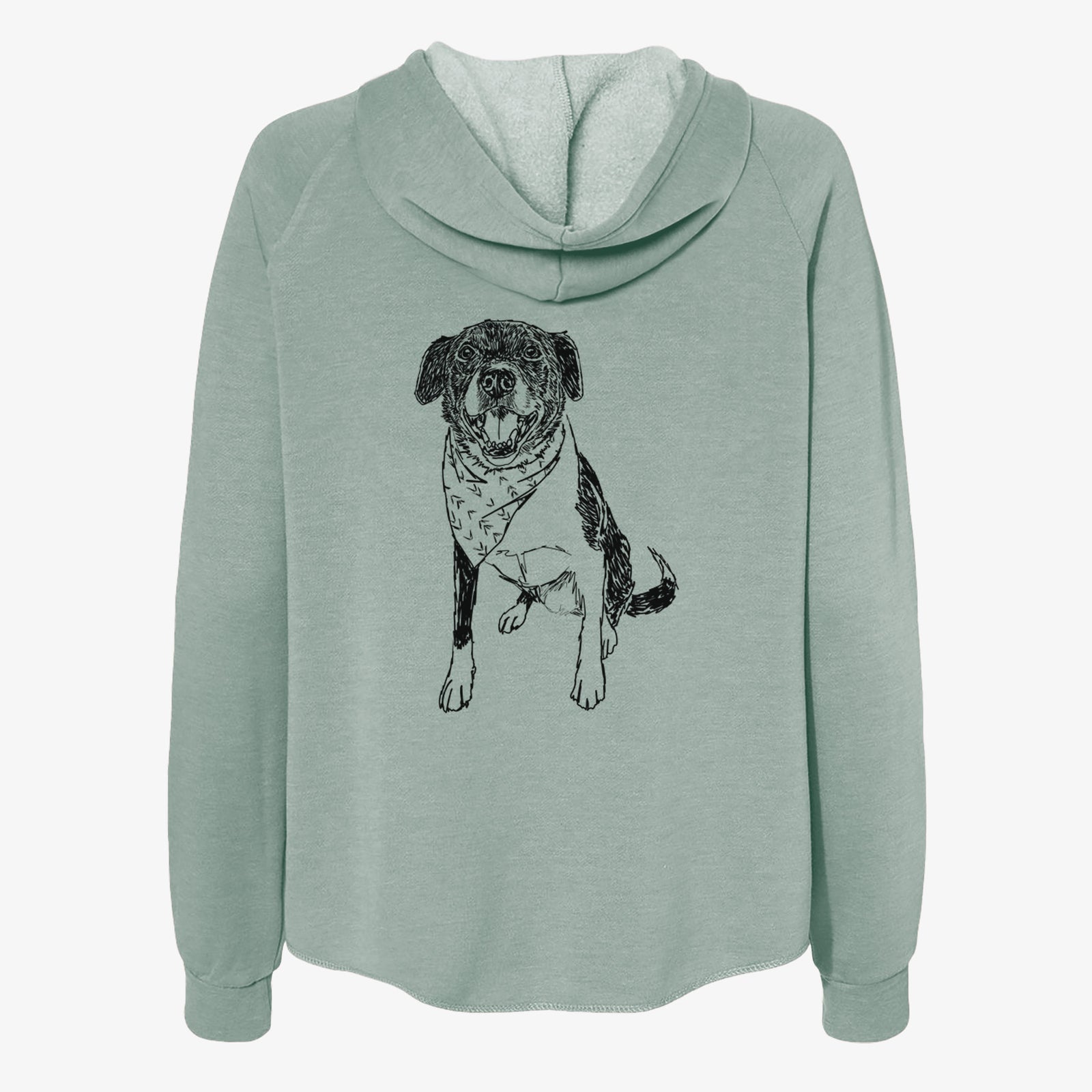 Doodled Tucker the Border Collie Pitbull Mix - Women's Cali Wave Zip-Up Sweatshirt