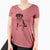 Doodled Tucker the Border Collie Pitbull Mix - Women's V-neck Shirt