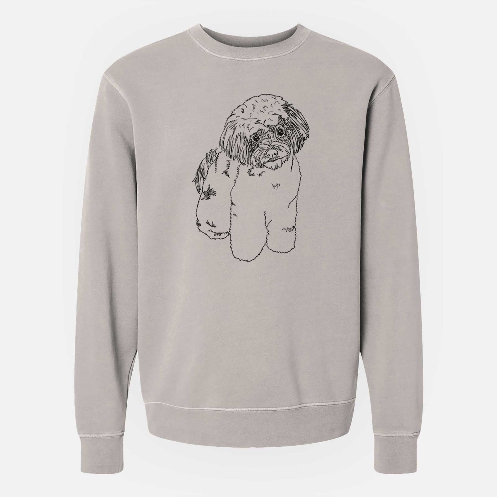 Doodled Tucker the Aussiedoodle - Unisex Pigment Dyed Crew Sweatshirt