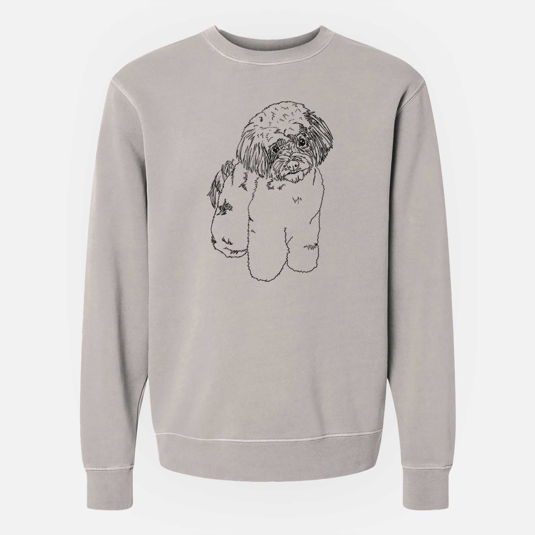 Doodled Tucker the Aussiedoodle - Unisex Pigment Dyed Crew Sweatshirt