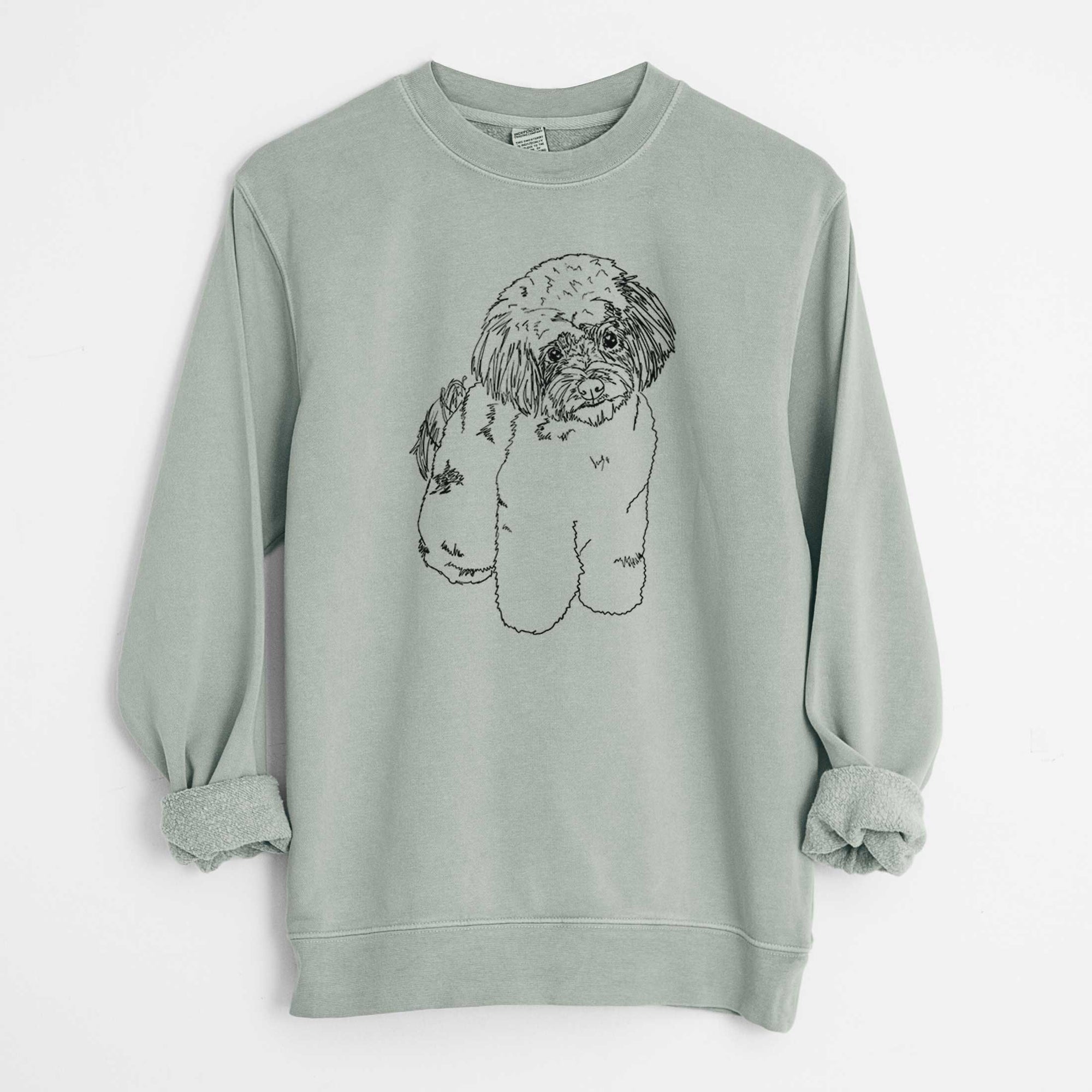Doodled Tucker the Aussiedoodle - Unisex Pigment Dyed Crew Sweatshirt