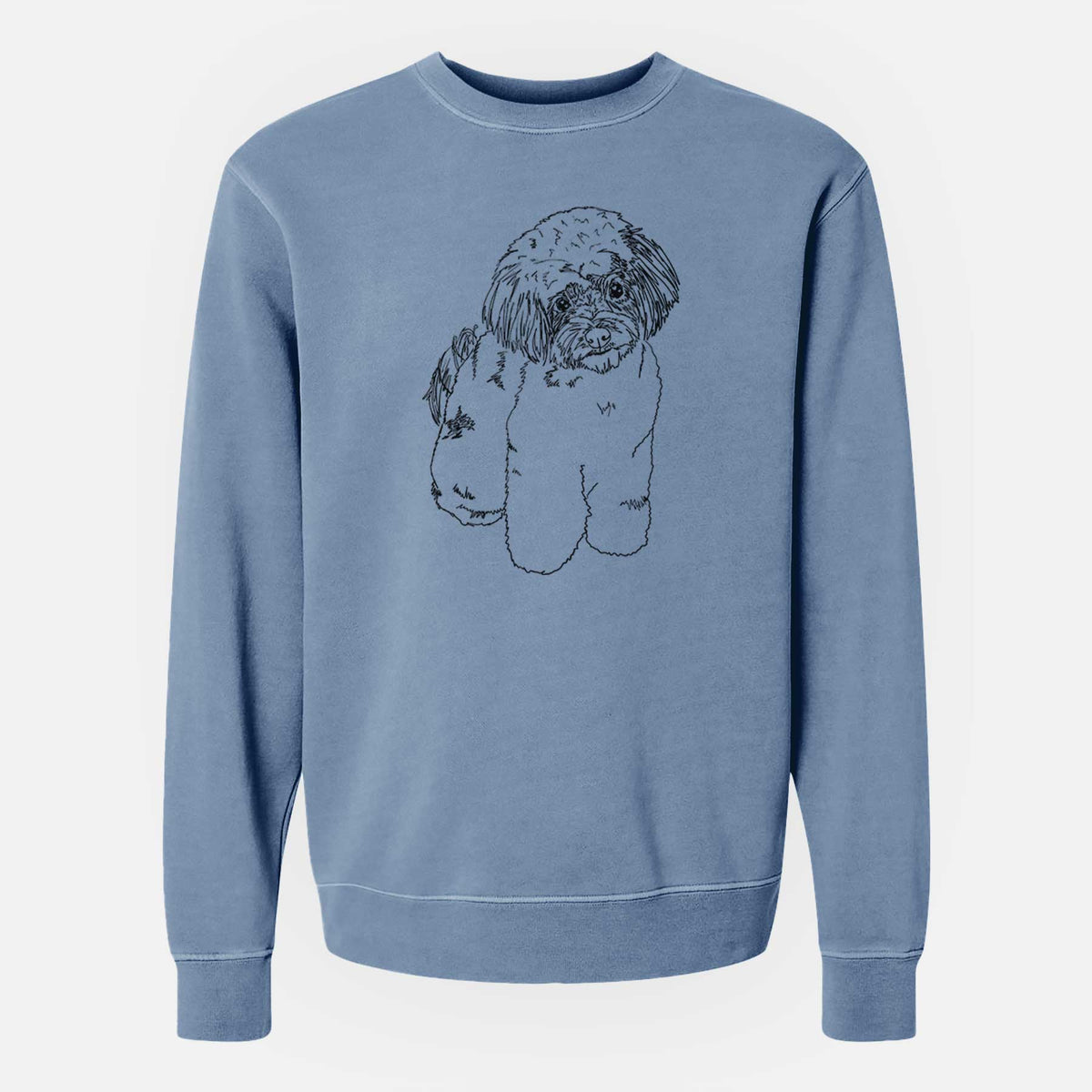 Doodled Tucker the Aussiedoodle - Unisex Pigment Dyed Crew Sweatshirt
