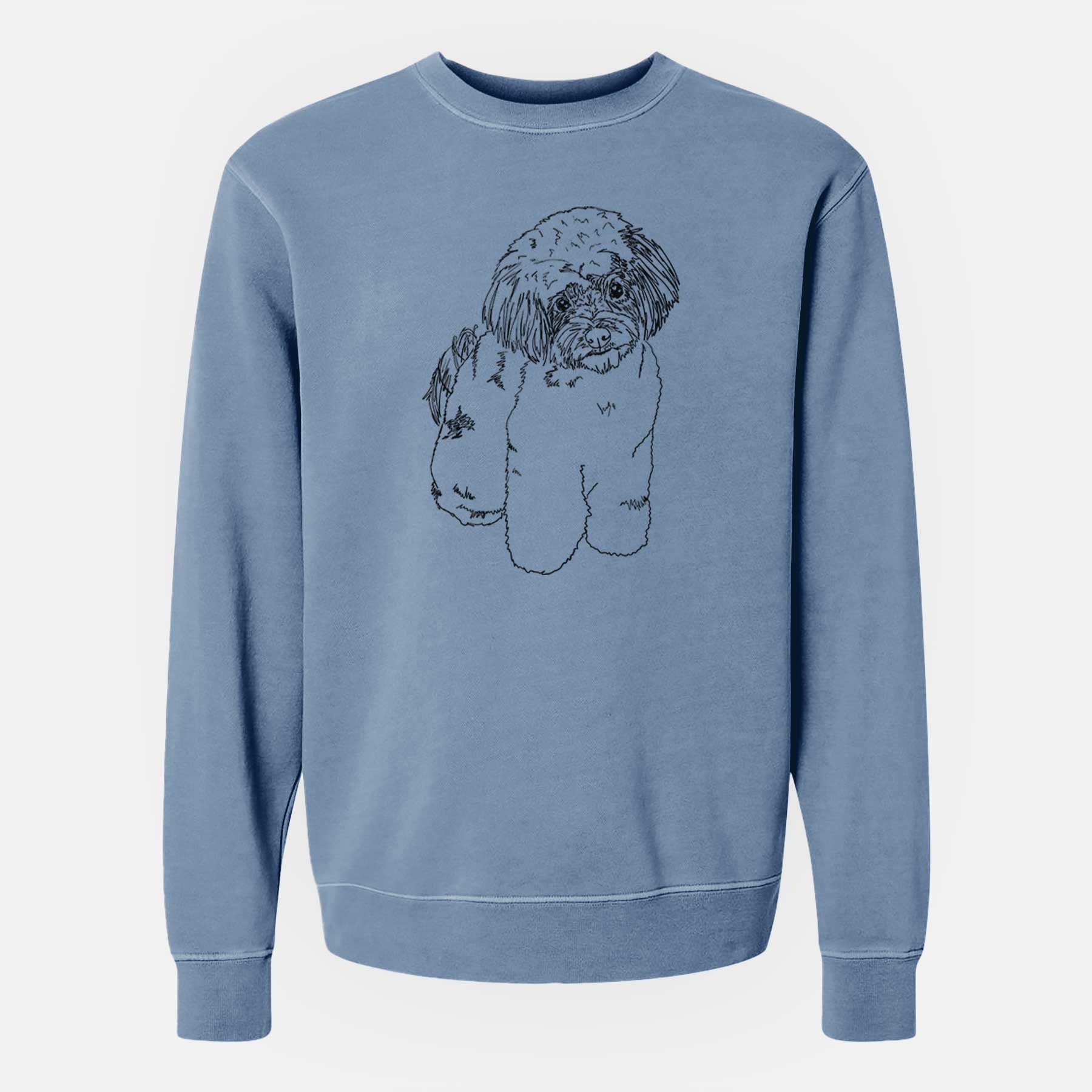 Doodled Tucker the Aussiedoodle - Unisex Pigment Dyed Crew Sweatshirt