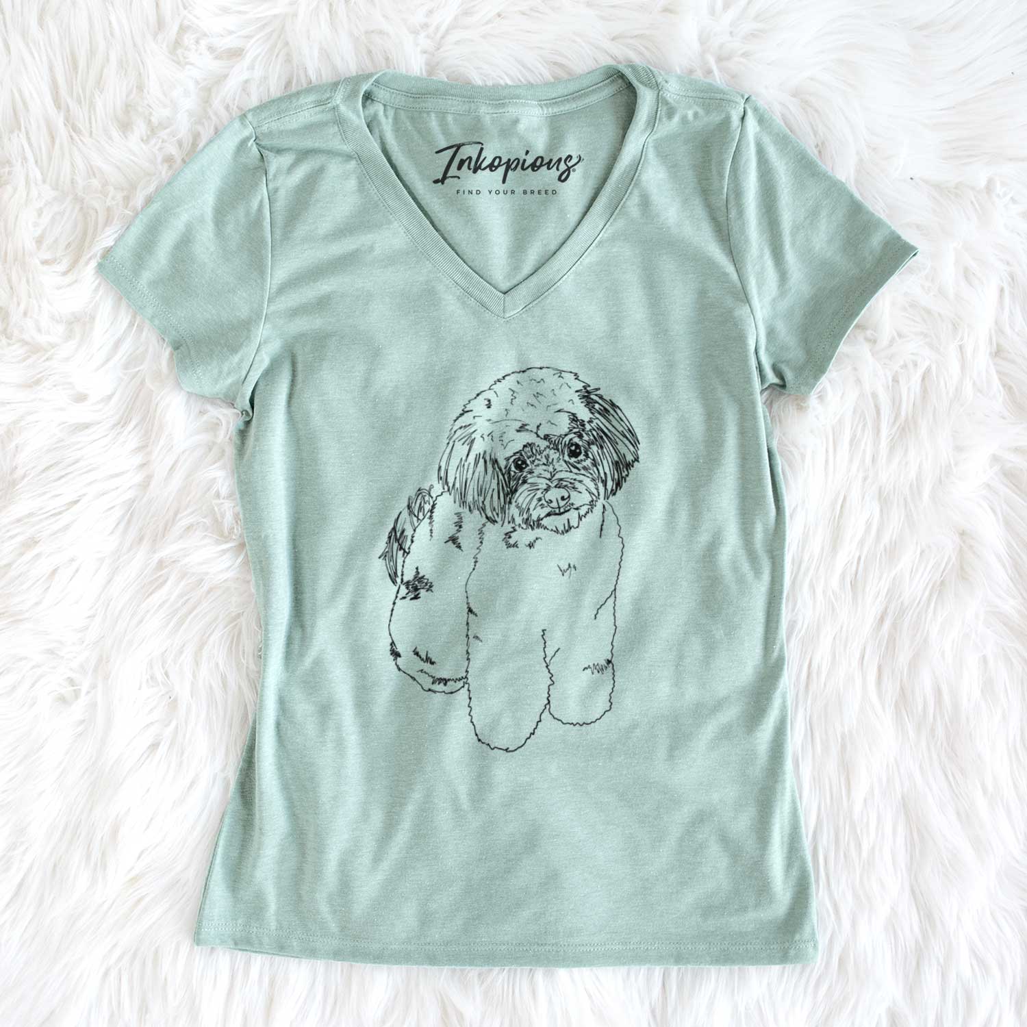 Doodled Tucker the Aussiedoodle - Women's V-neck Shirt