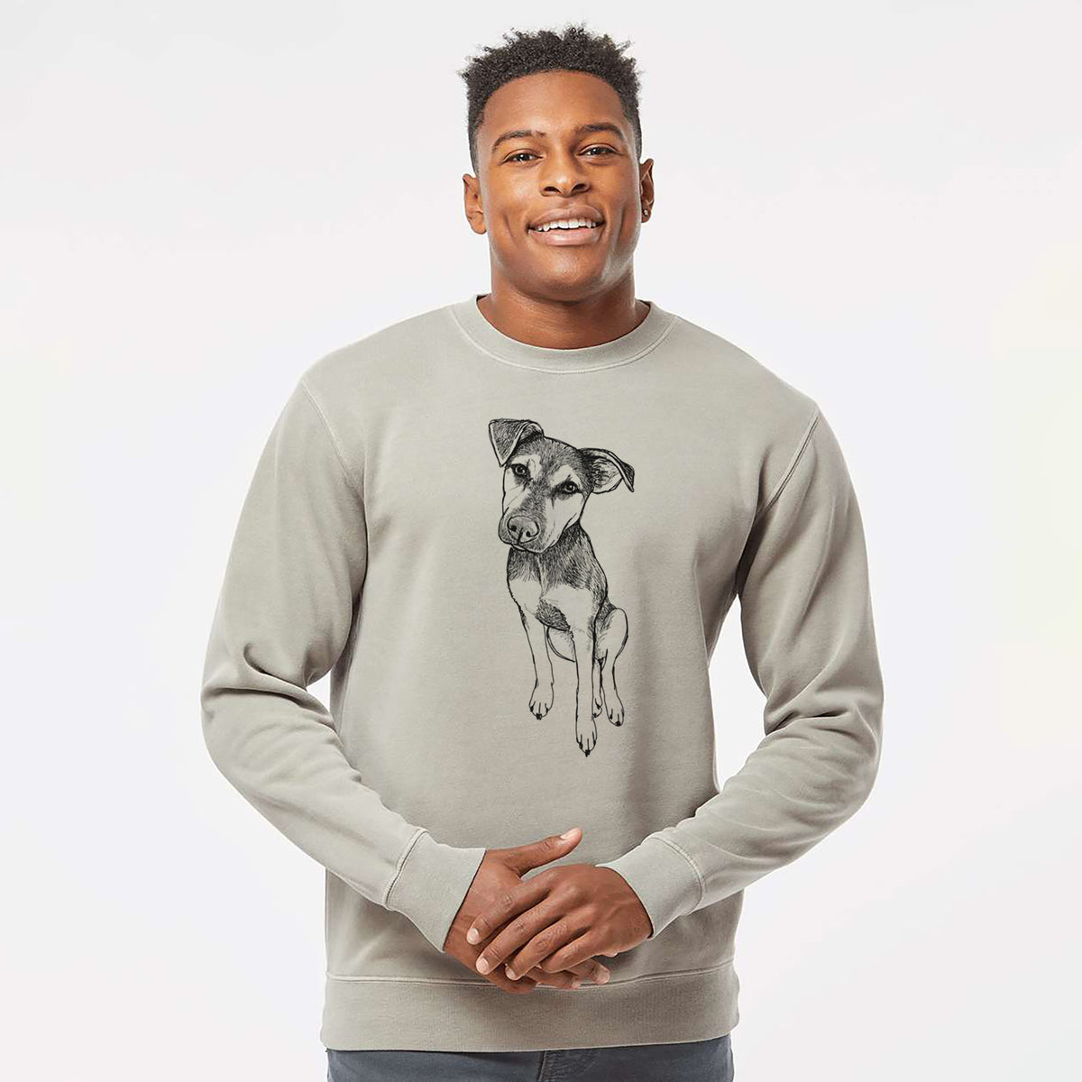 Doodled Tuesday the Mixed Breed - Unisex Pigment Dyed Crew Sweatshirt