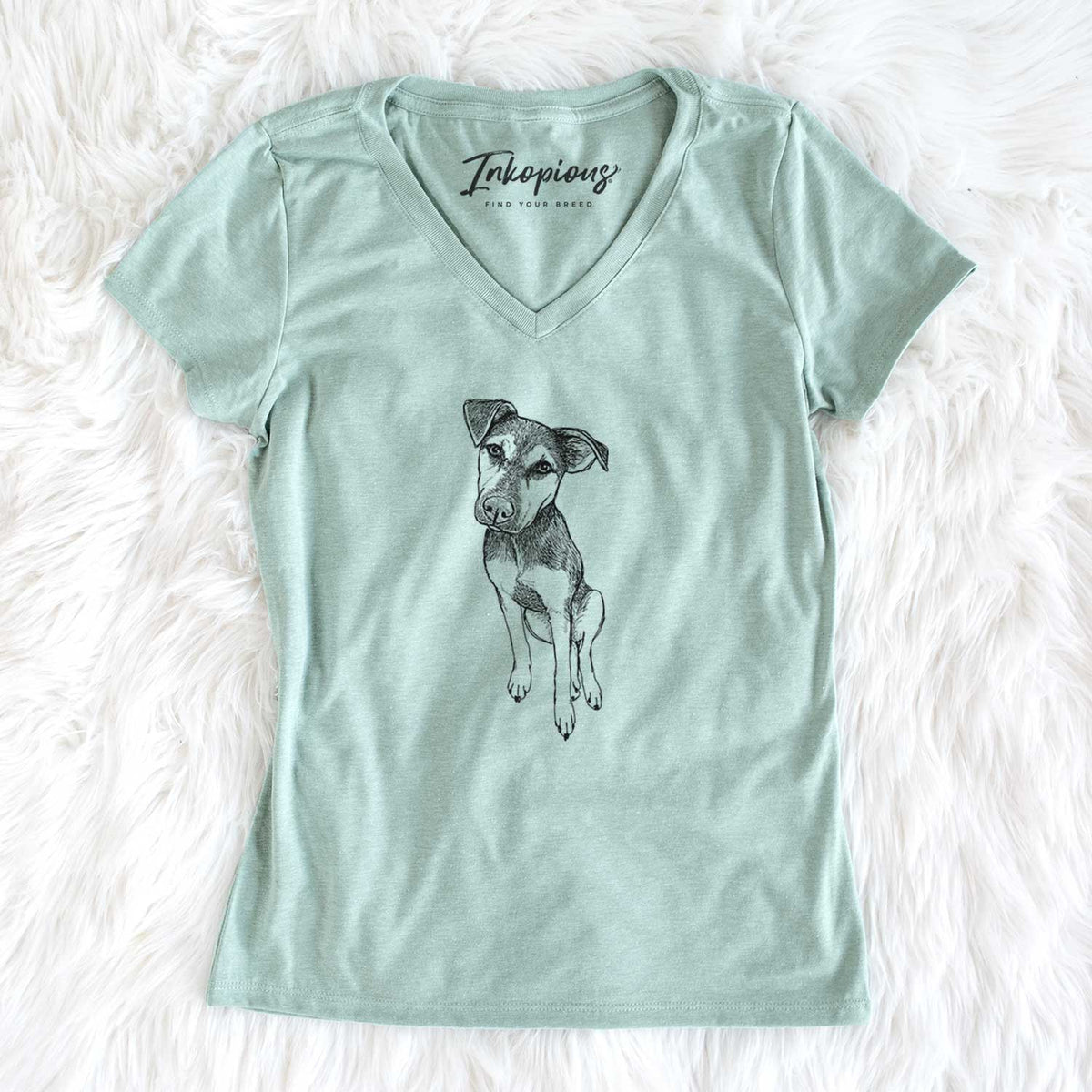 Doodled Tuesday the Mixed Breed - Women&#39;s V-neck Shirt