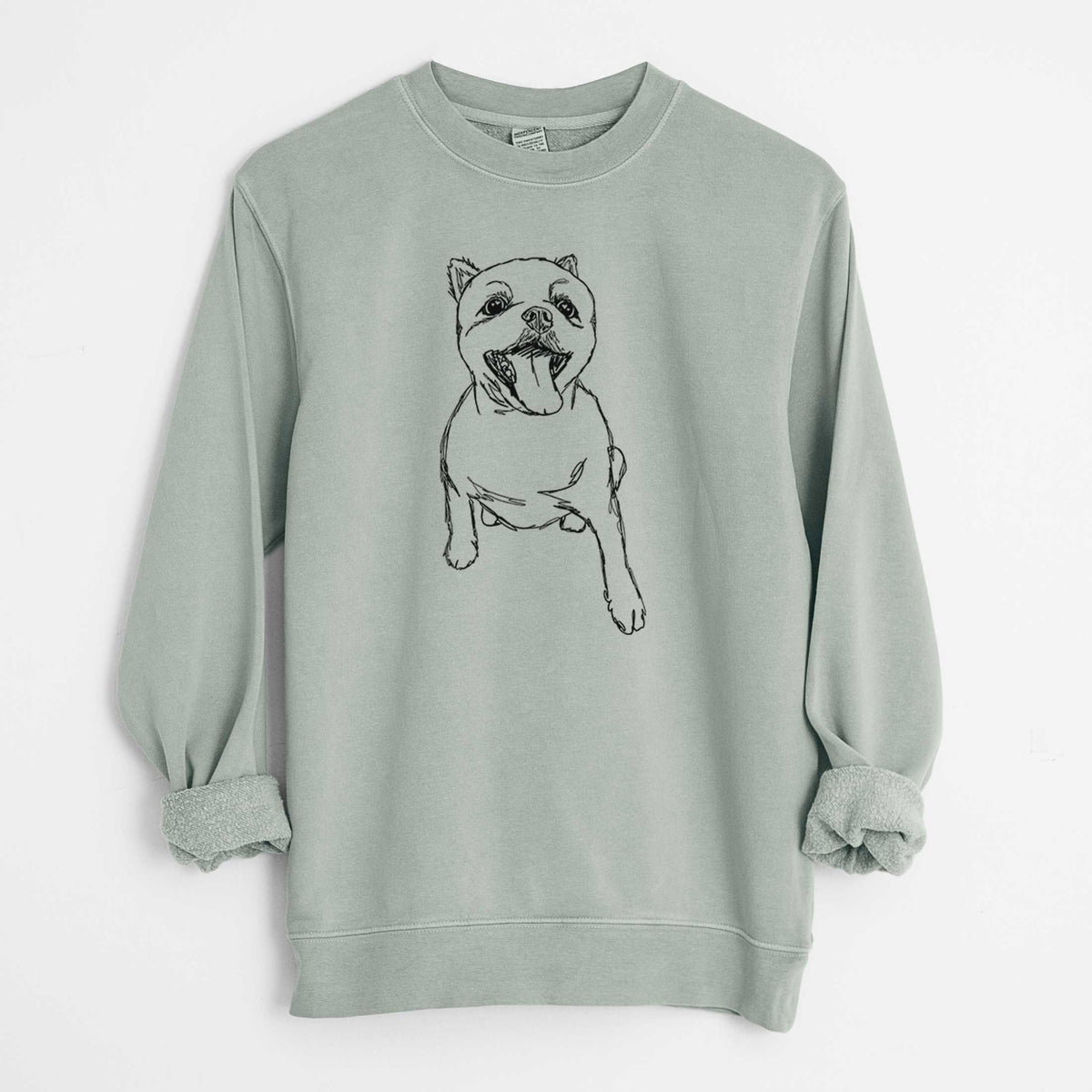 Doodled Tuna the Pomeranian - Unisex Pigment Dyed Crew Sweatshirt