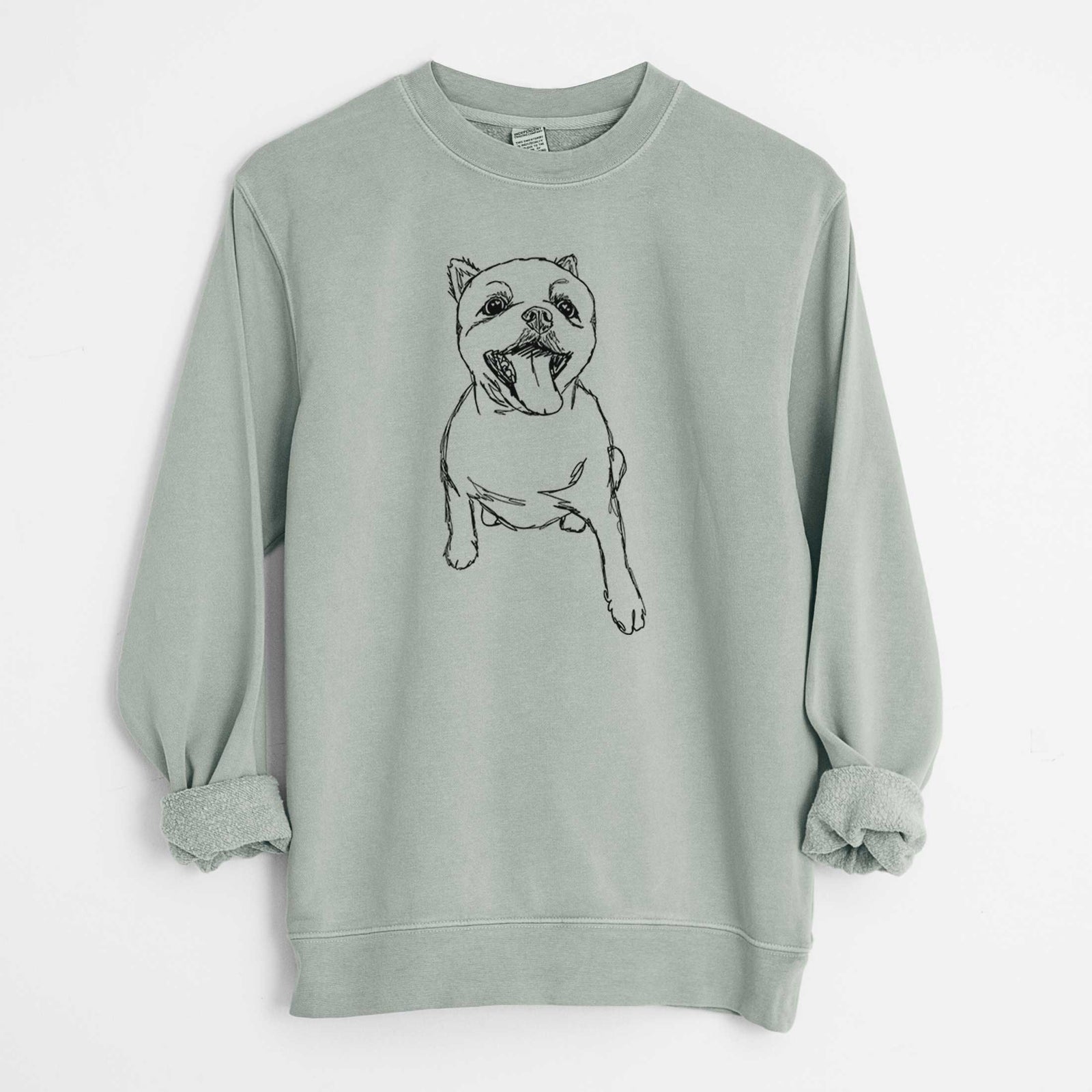 Doodled Tuna the Pomeranian - Unisex Pigment Dyed Crew Sweatshirt