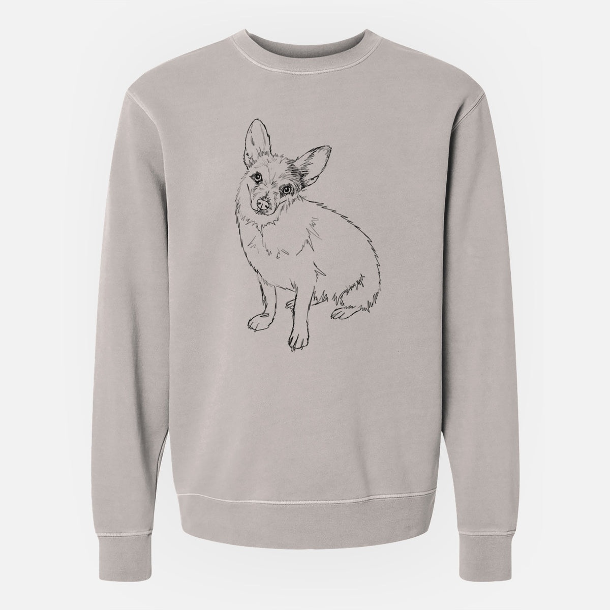 Doodled Tyberius the Jack Chi - Unisex Pigment Dyed Crew Sweatshirt