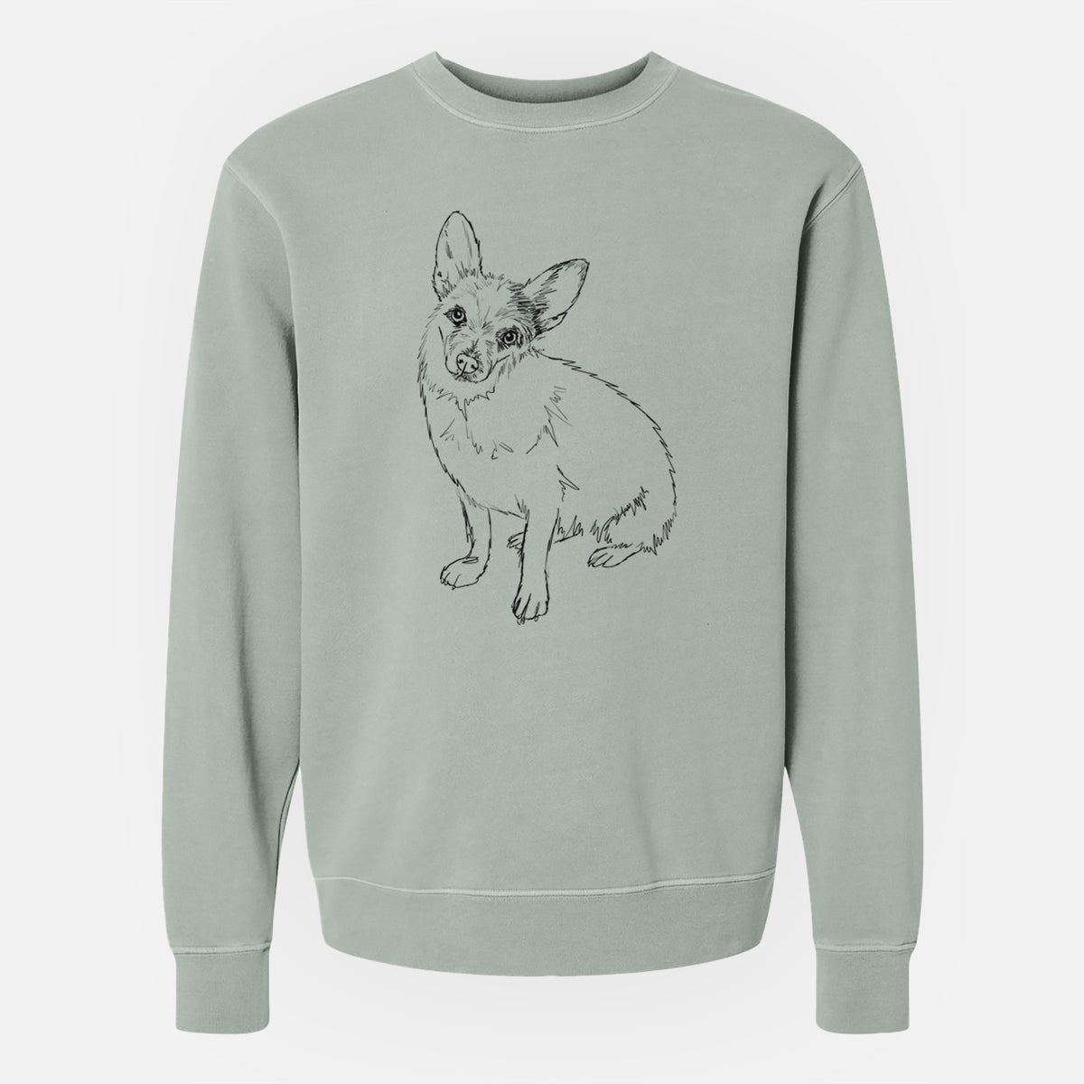 Doodled Tyberius the Jack Chi - Unisex Pigment Dyed Crew Sweatshirt