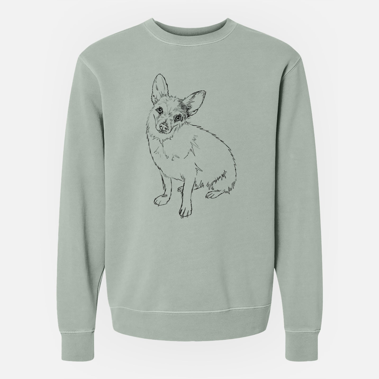 Doodled Tyberius the Jack Chi - Unisex Pigment Dyed Crew Sweatshirt