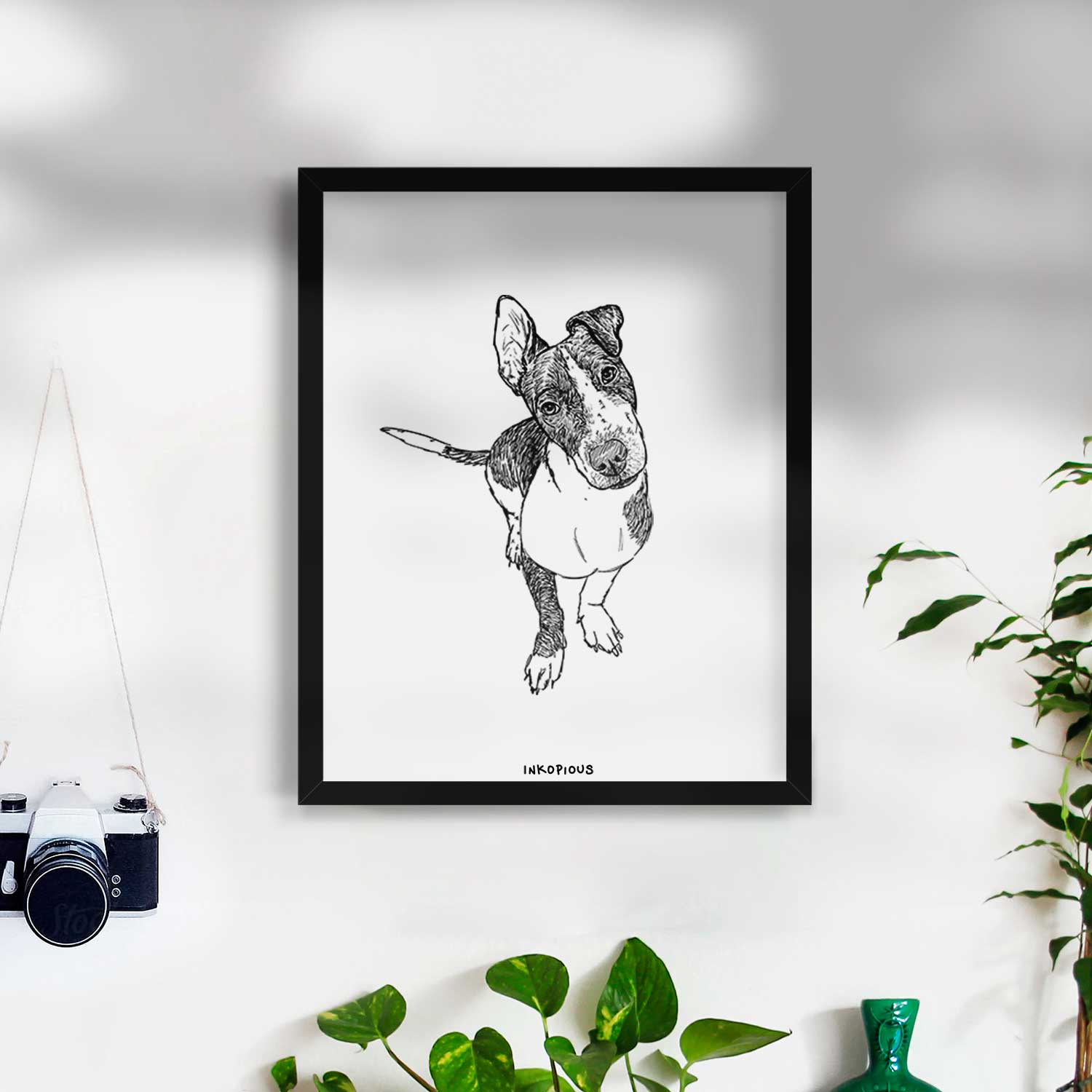 Doodled Vinny the Pitbull Mix Art Print