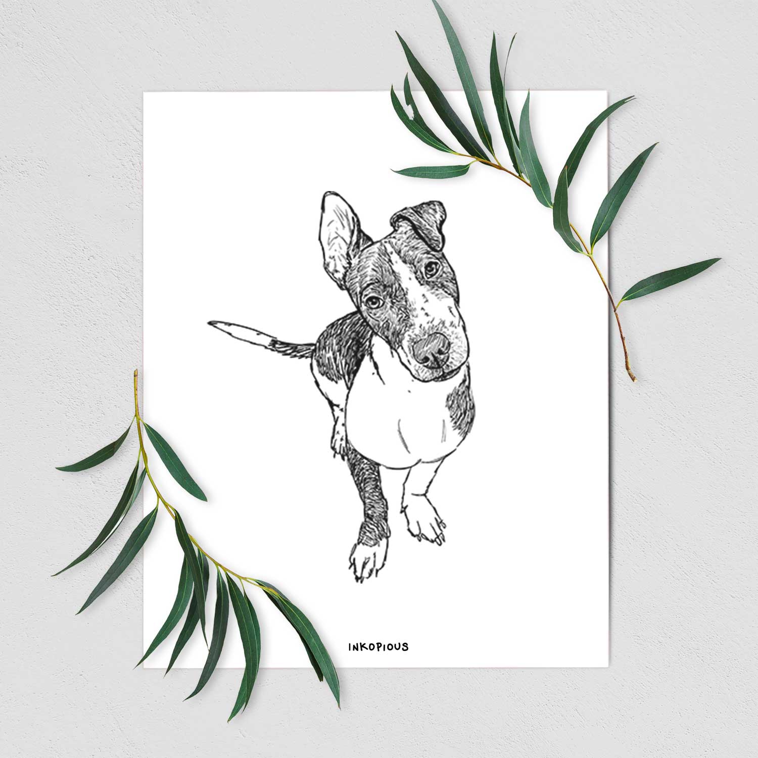 Doodled Vinny the Pitbull Mix Art Print