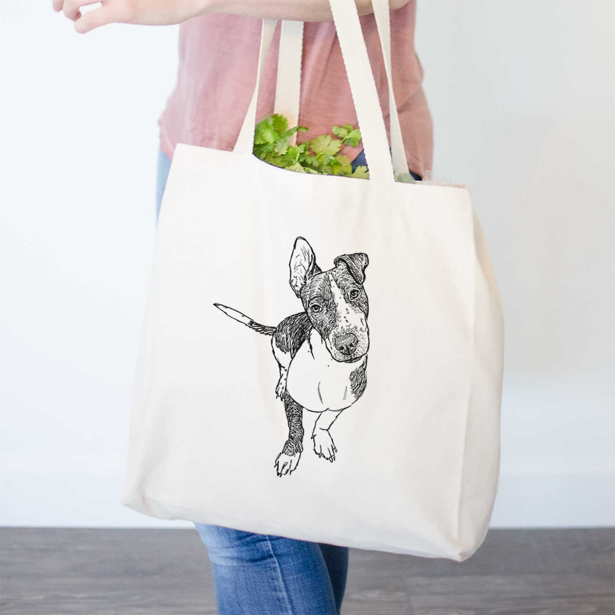 Doodled Vinny the Pitbull Mix - Tote Bag