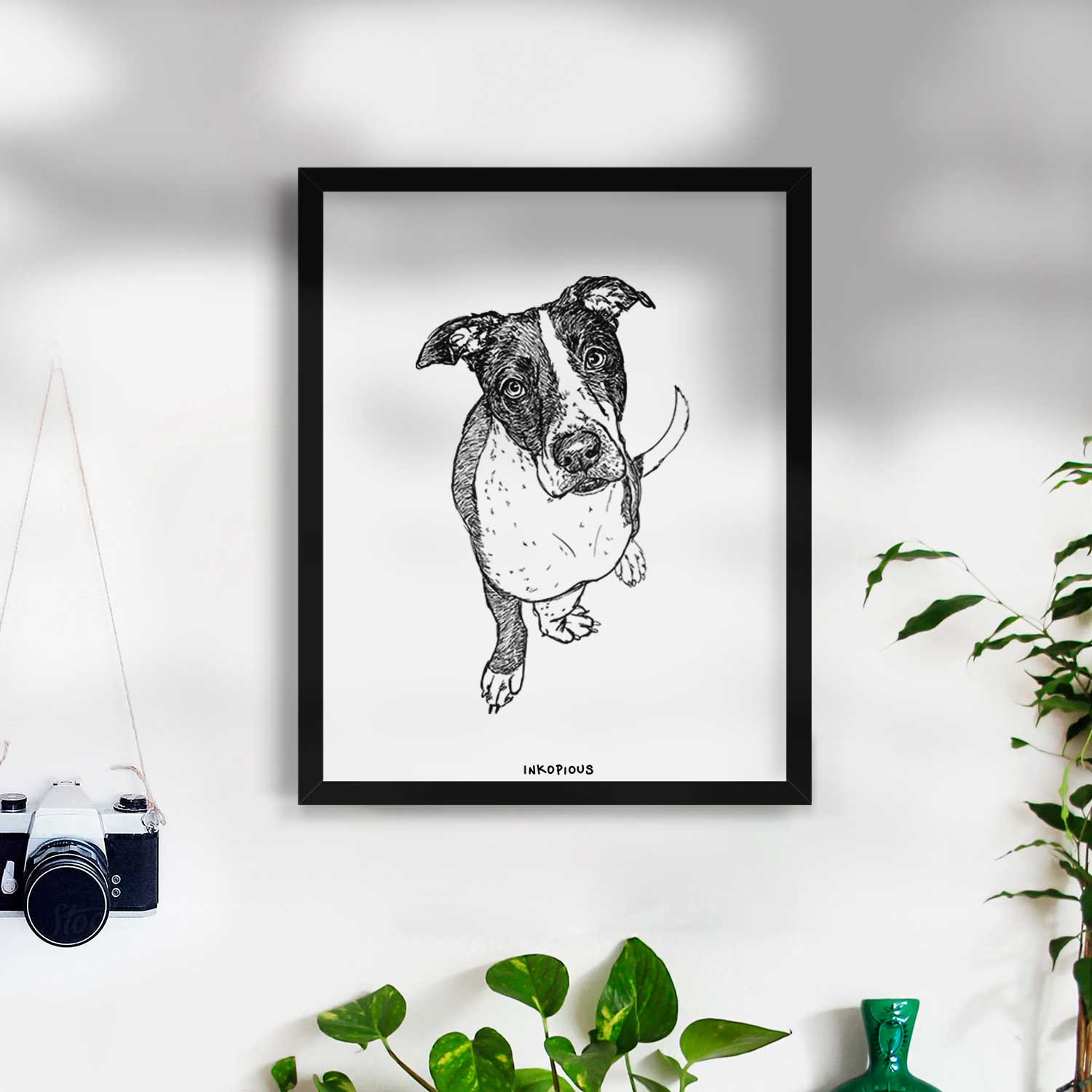 Doodled Vinny the Pitbull Art Print