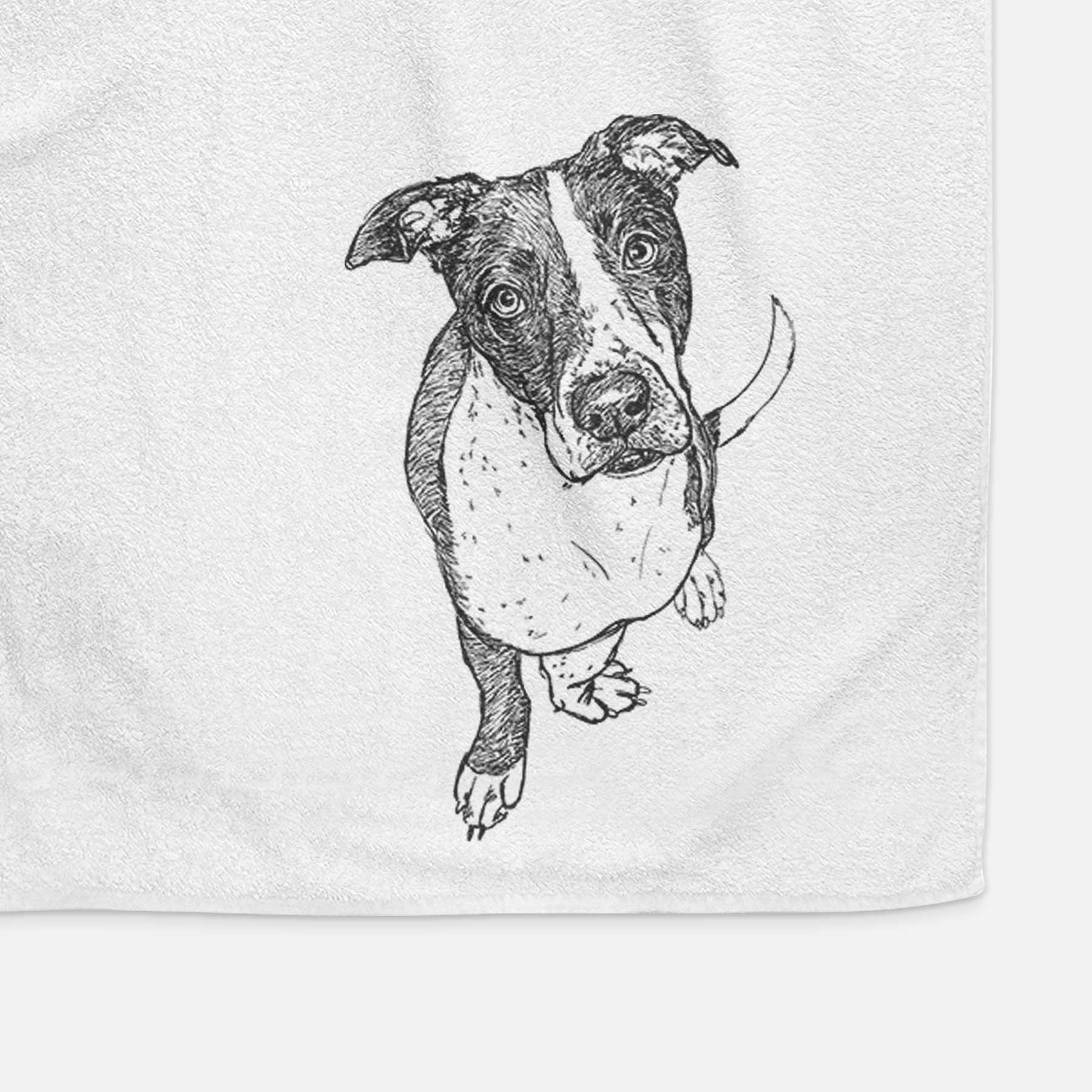 Doodled Vinny the Pitbull Decorative Hand Towel