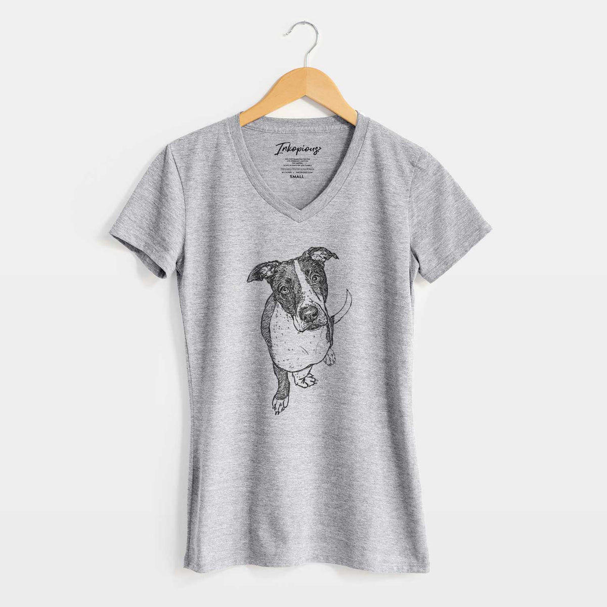 Doodled Vinny the Pitbull - Women's V-neck Shirt
