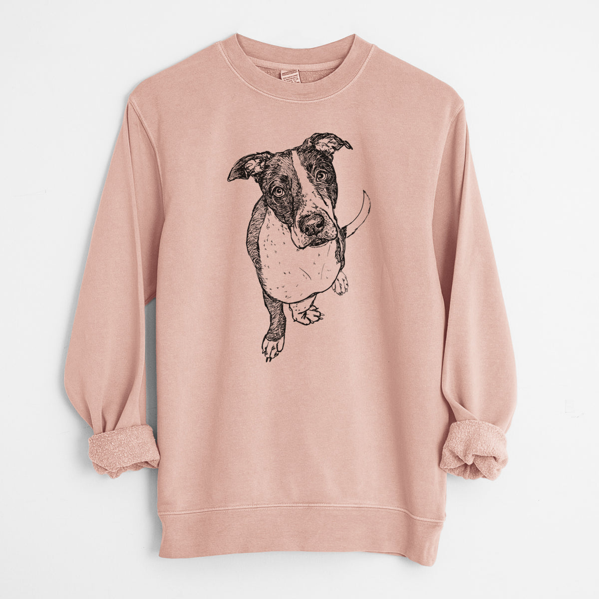 Doodled Vinny the Pitbull - Unisex Pigment Dyed Crew Sweatshirt