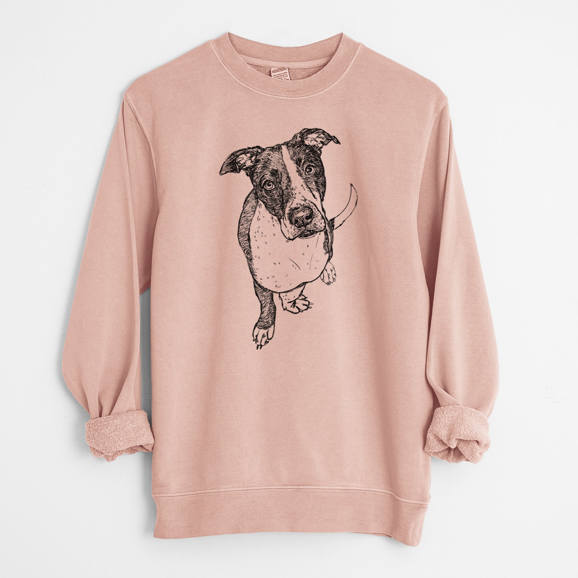 Doodled Vinny the Pitbull - Unisex Pigment Dyed Crew Sweatshirt